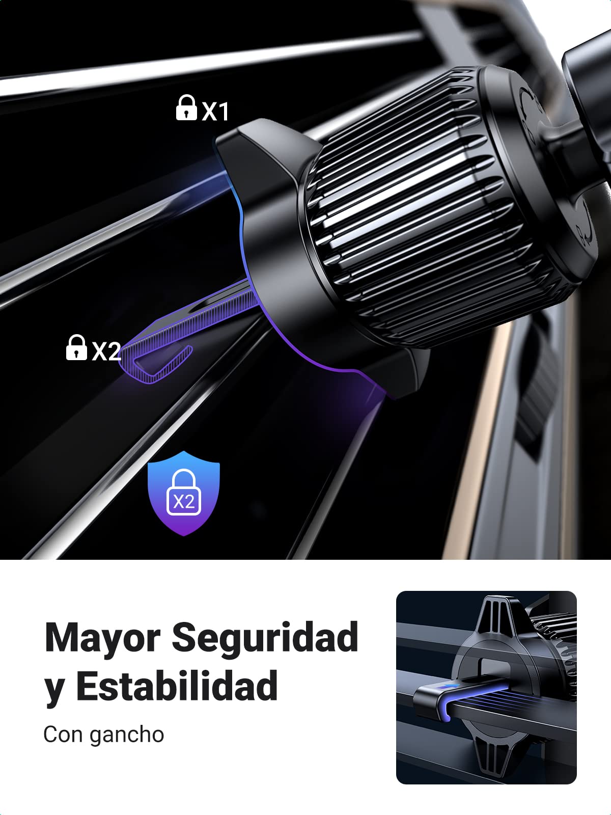 UGREEN Soporte Universal para teléfono de Coche, Soporte Universal para teléfono móvil Compatible con iPhone 16, 15, 14, 13, 12, 11 Pro MAX, Galaxy S24 Ultra