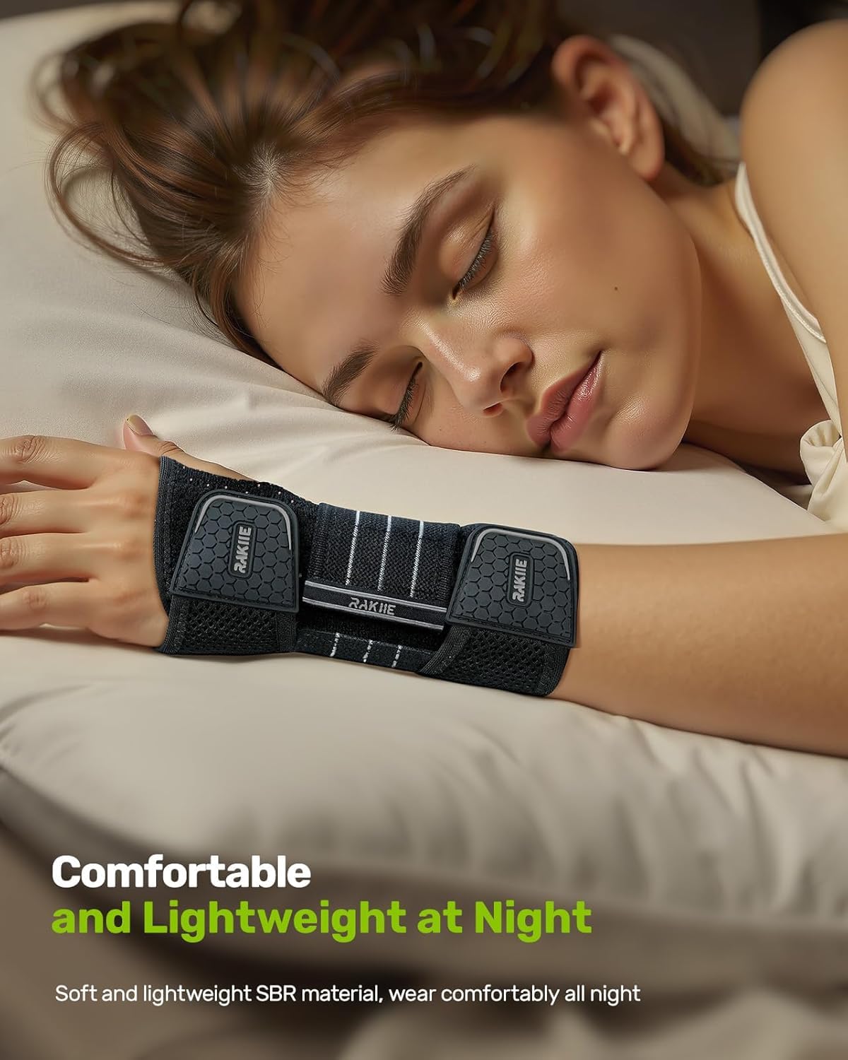 Rakiie 2 Férulas de Muñeca para Túnel Carpiano, Soporte Nocturno Ajustable con 3 Férulas Metálicas, sin Presión en el Pulgar, Unisex para Mano Izquierda/Derecha, Gris Talla M