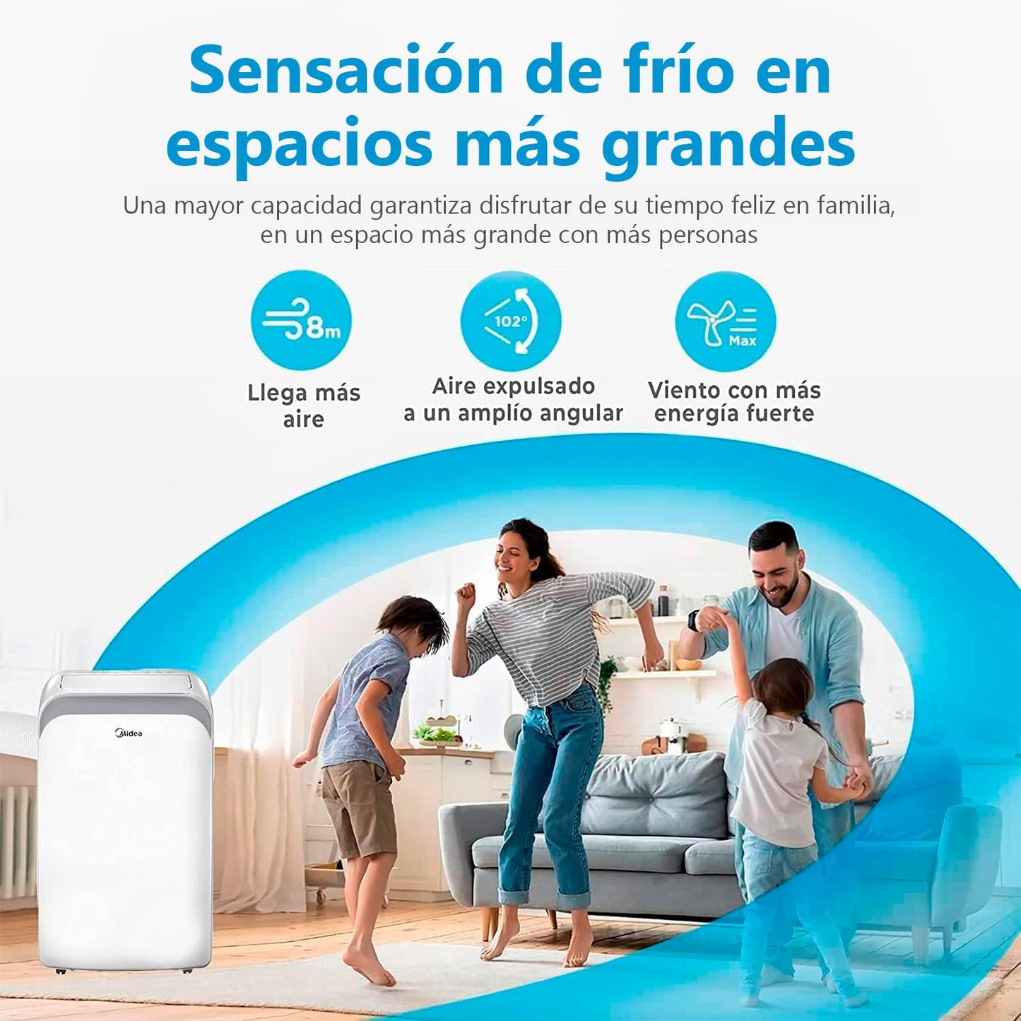 MIDEA Pingüino Aire Acondicionado Portátil Frío y Calor 3000 Frigorías / 12000 BTU - Climatizador silencioso con bomba 3500 W Air conditioner 4 modalidades con kit de ventana y control remoto
