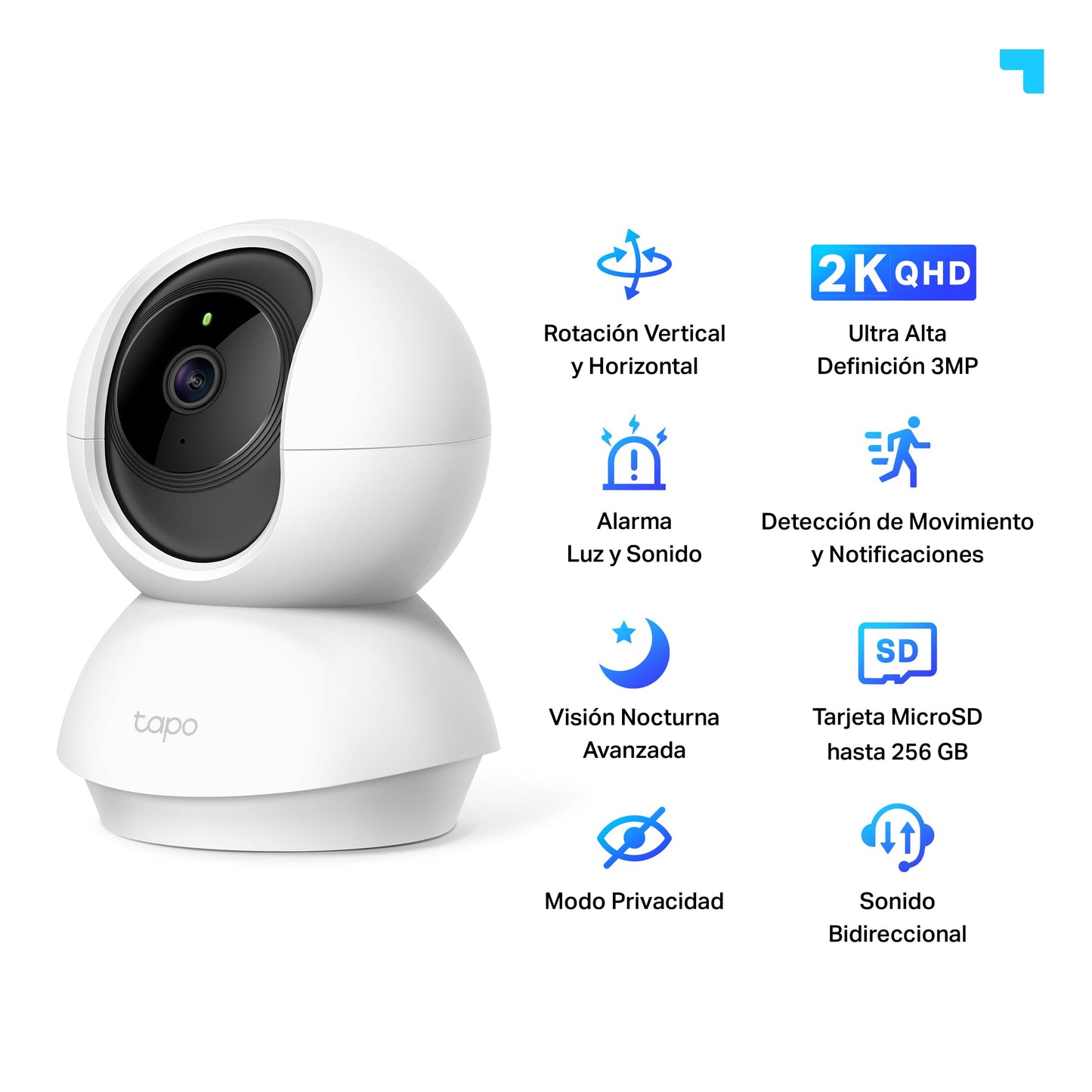 Tapo C210(2-Pack) - Cámara IP WiFi 360° Cámara de Vigilancia 2K (3MP),Visión Nocturna Admite Tarjeta SD hasta 512 GB, Detección de Movimiento, Control Remoto, Compatible con Alexa