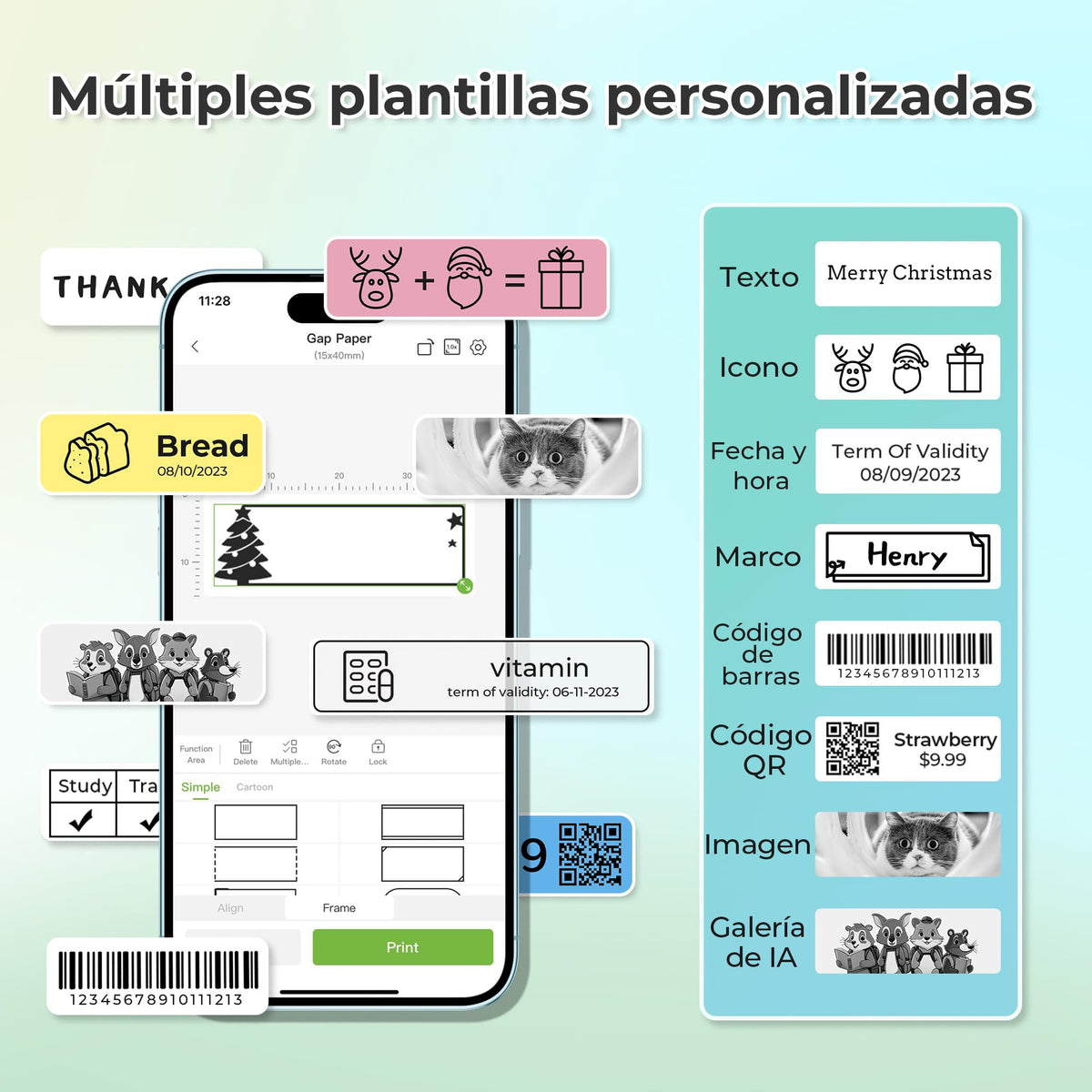 Etiquetadora Bluetooth Nelko P21 para hogar, cocina y oficina