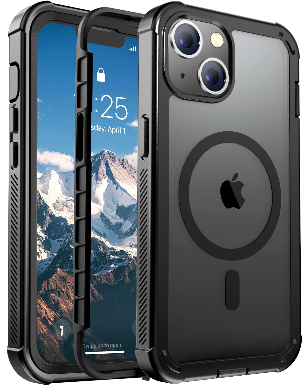 jaroco Funda para iPhone 13, a prueba de golpes, a prueba de polvo, protección contra caídas de grado militar, protección resistente, 2 capas duraderas, con funda extraíble antideslizante de 6.1
