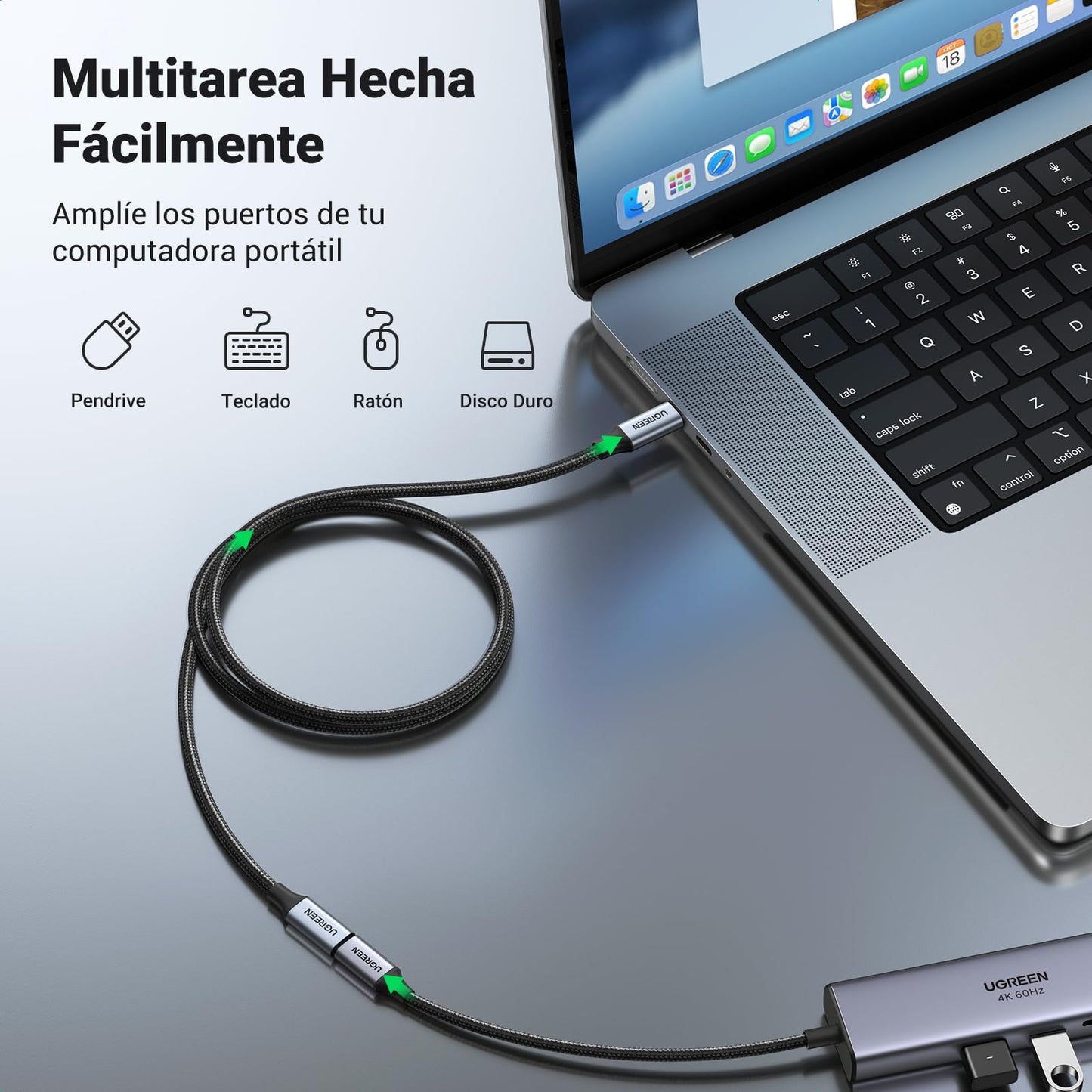 UGREEN Nexode Cable de Extensión USB C 3.2 Gen 2 10Gbps Vídeo 4K@60Hz 100W