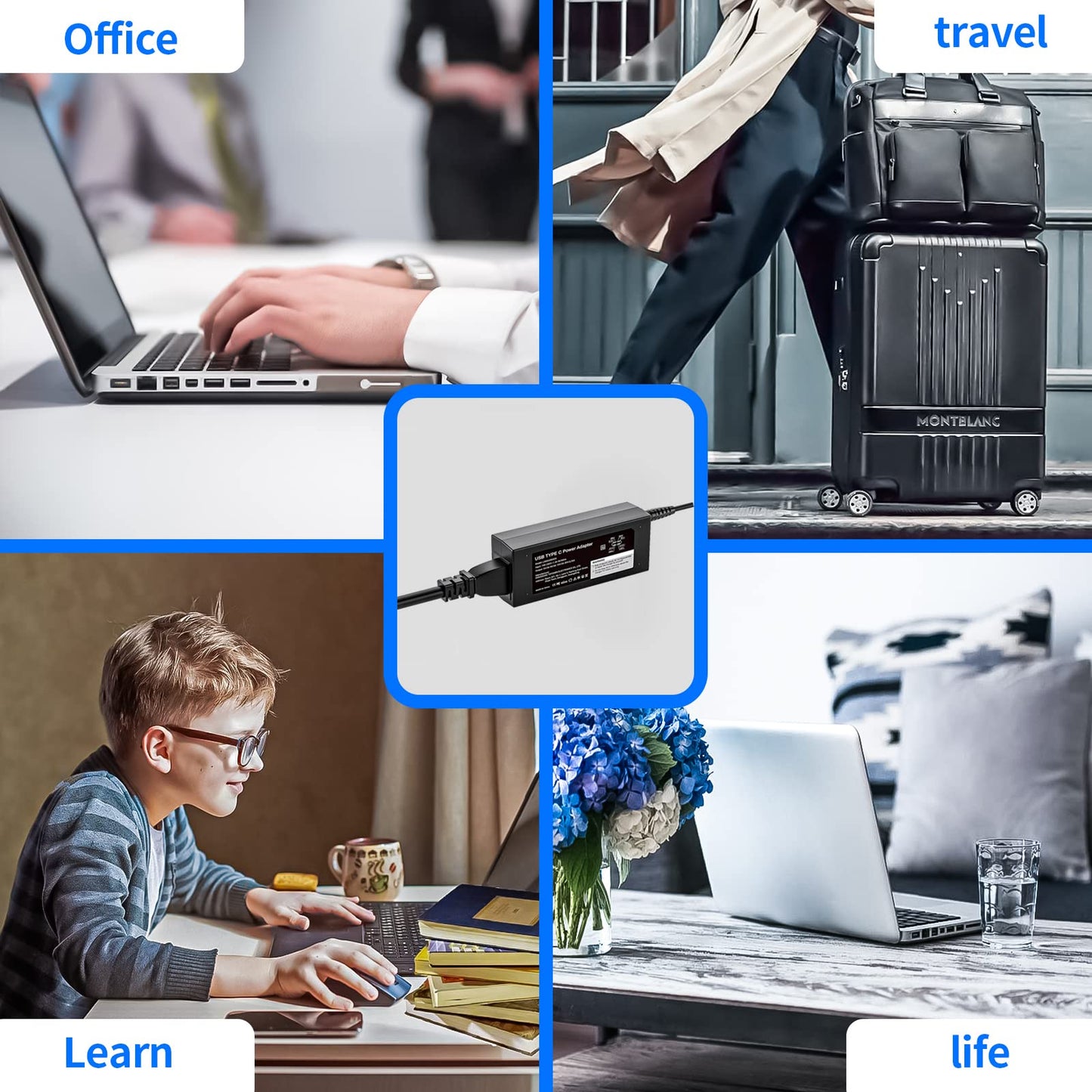 DECSZDY Cargador USB-C de 45 W compatible con HP Chromebook X360 14-ca051wm 14-ca052wm 14-ca091wm ca061dx 14-ca0061dx 14-ca060nr 14-ca020nr 14-ca043cl adaptador de fuente de alimentación