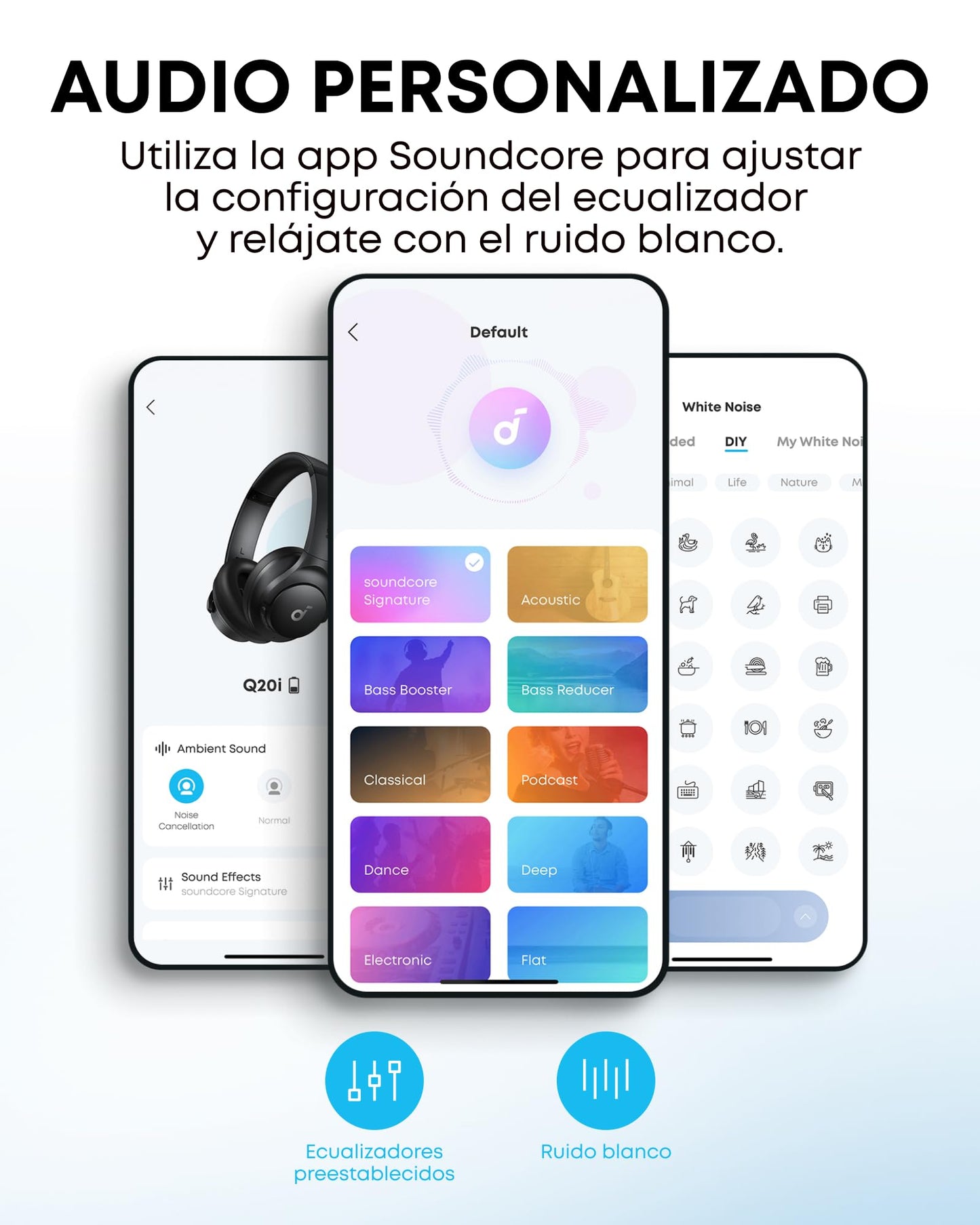 Soundcore Q20i Cascos Inalámbricos Bluetooth con Cancelación de Ruido Activa Híbrida by Anker, Reproducción ANC 40 Horas, Hi-Res Audio, Personalización vía App, Modo Transparencia, Graves Profundos