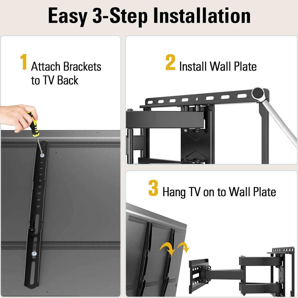 Montaje sueño md2380 TV Soporte de pared para la mayoría 26 – 55 inch LED, OLED, LCD y Plasma TV de pantalla plana, con giratorio de movimiento completo articulado doble armas, hasta Vesa 400 x 400 mm y 99 libras con inclinación