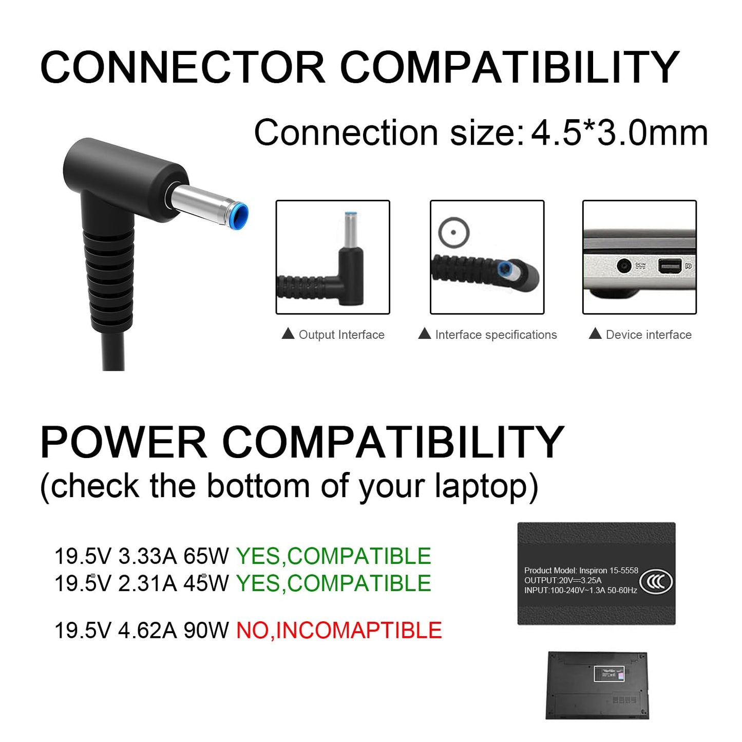 Laptop Charger for HP Smart Blue Tip Compatible Pavilion x360 11 13 15, Elitebook Folio 1040 G1, Stream 13 11 14, Spectre ultrabook 13, Envy x2, 741727-001 740015-003 and More AC Adapter Power Supply