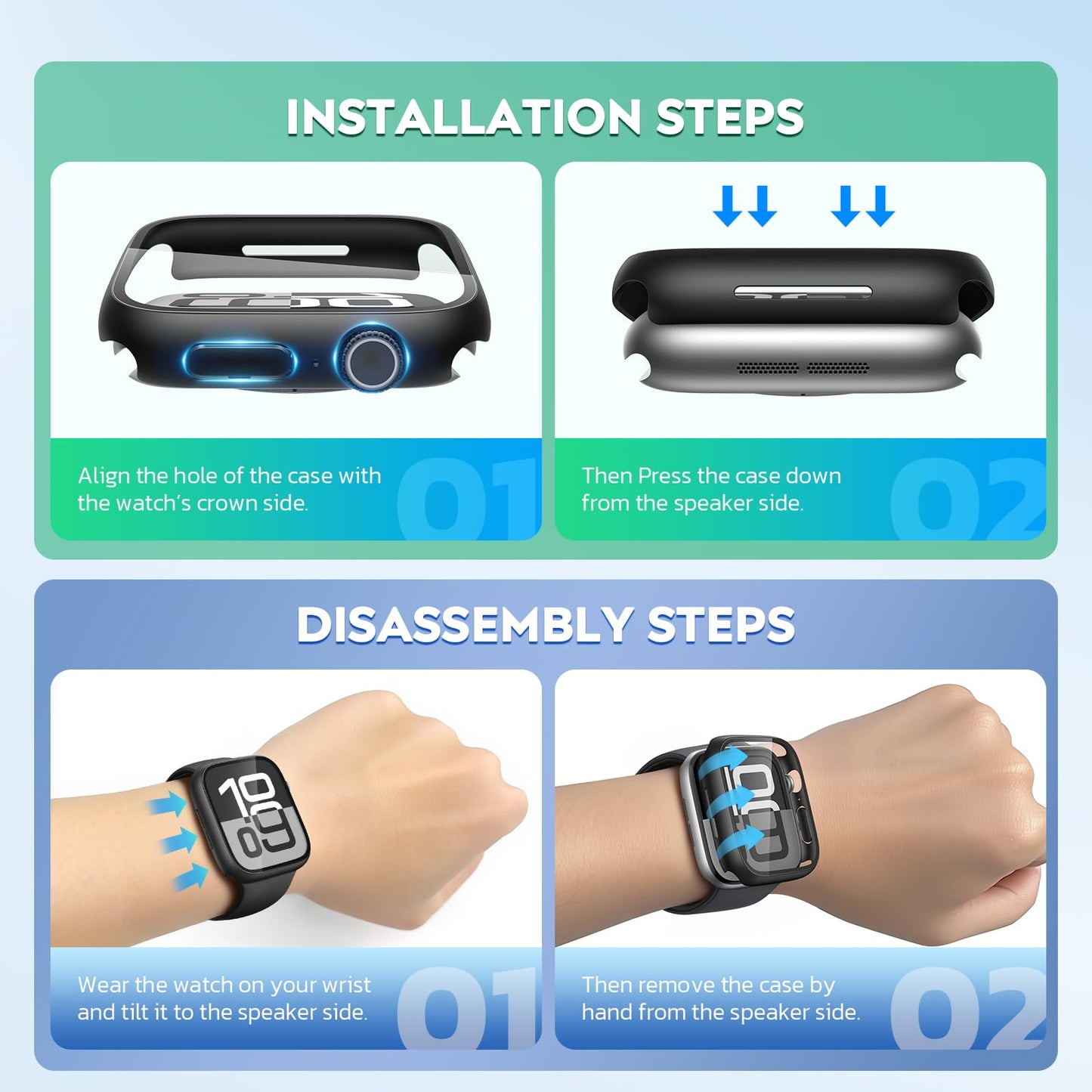 Misxi Funda con protector de pantalla para Apple Watch Series 11/10 de 46 mm