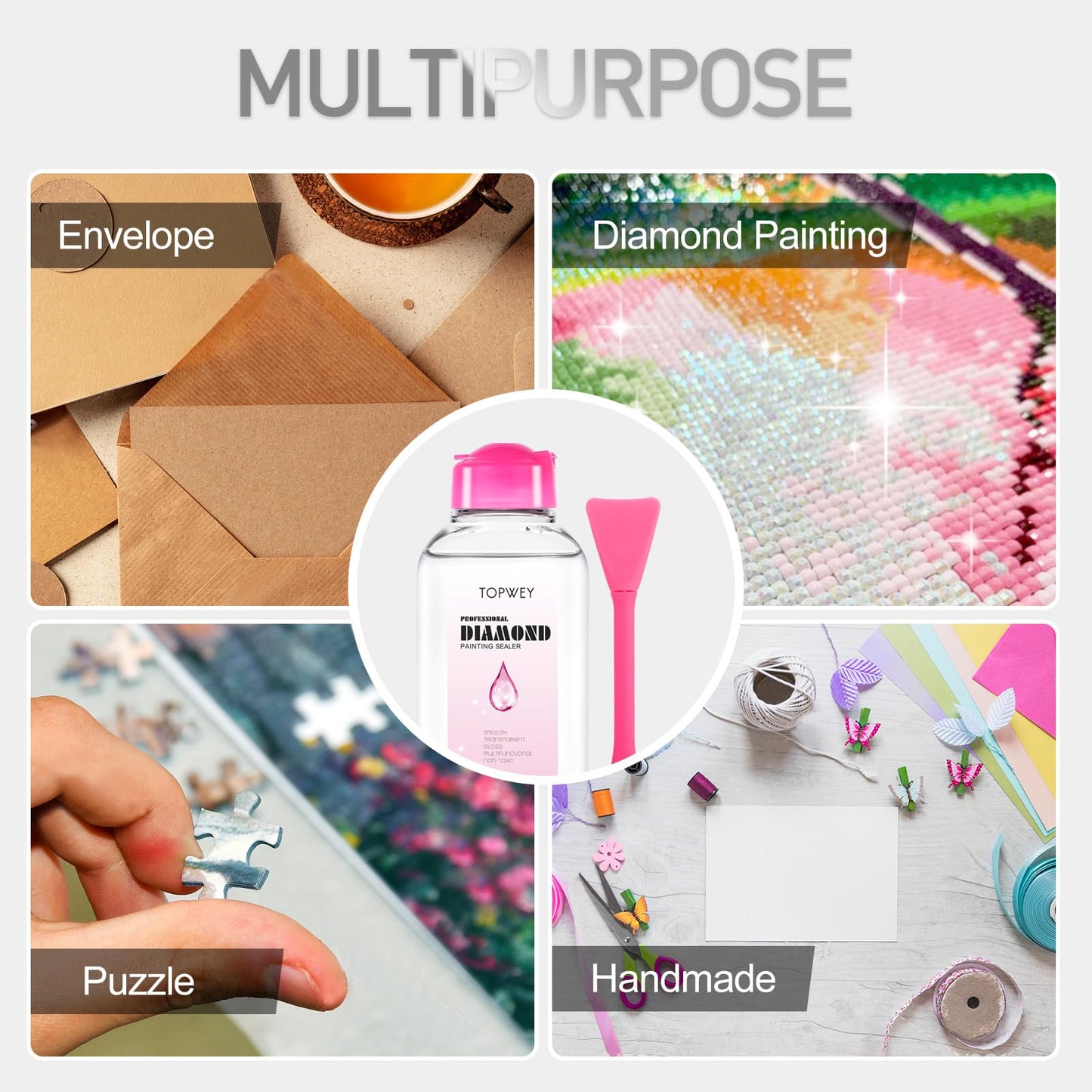 Topwey Sellador de pintura de diamantes, adhesivo de pintura de diamante con aplicador que ayuda a retener tu brillo de diamante, también aplicable a rompecabezas para adultos (125 ml 4.5 onzas)