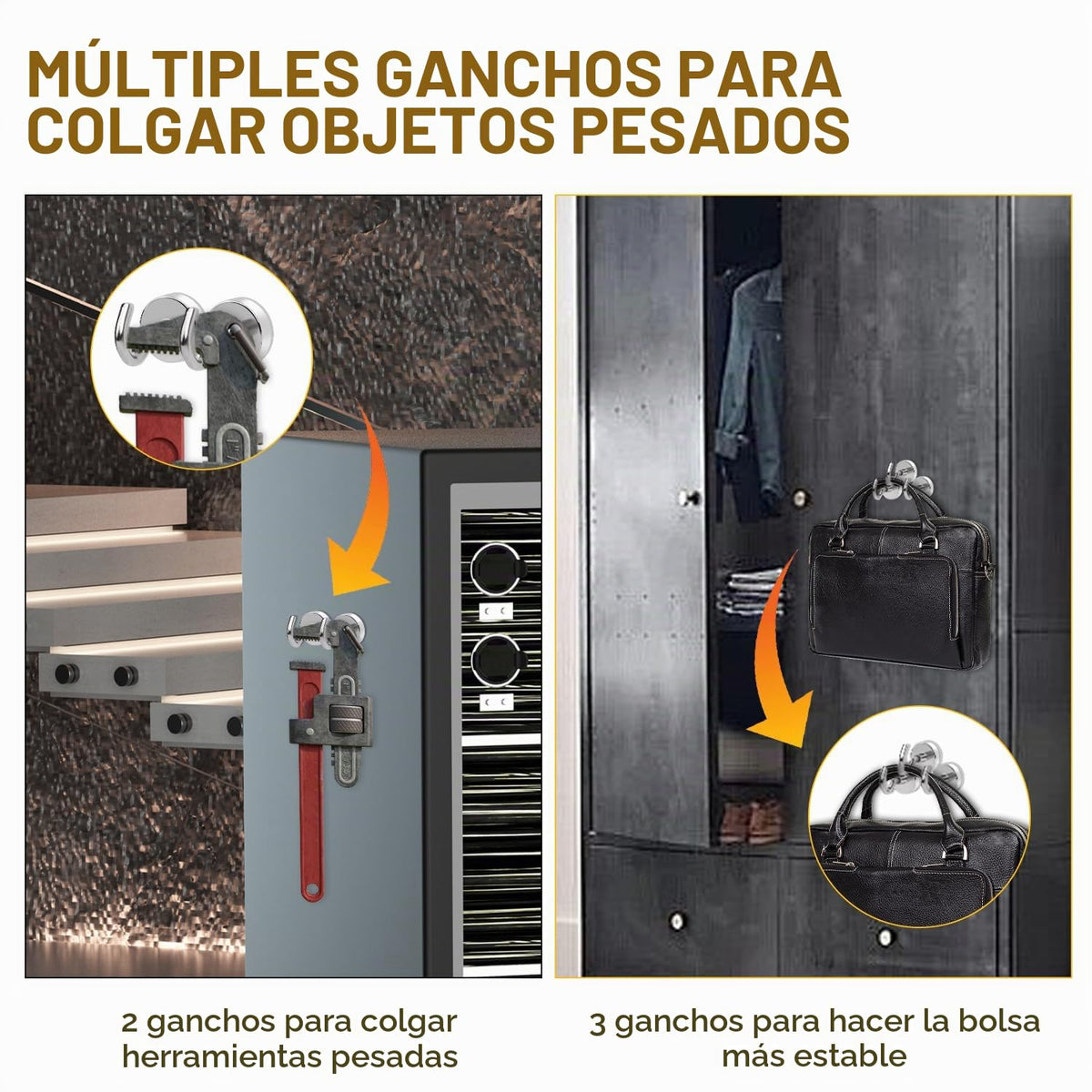 Heavy Duty ganchos magnéticos, fuerte imán de neodimio gancho para hogar, cocina, lugar de trabajo, oficina y garaje, sujeción hasta 12 libras