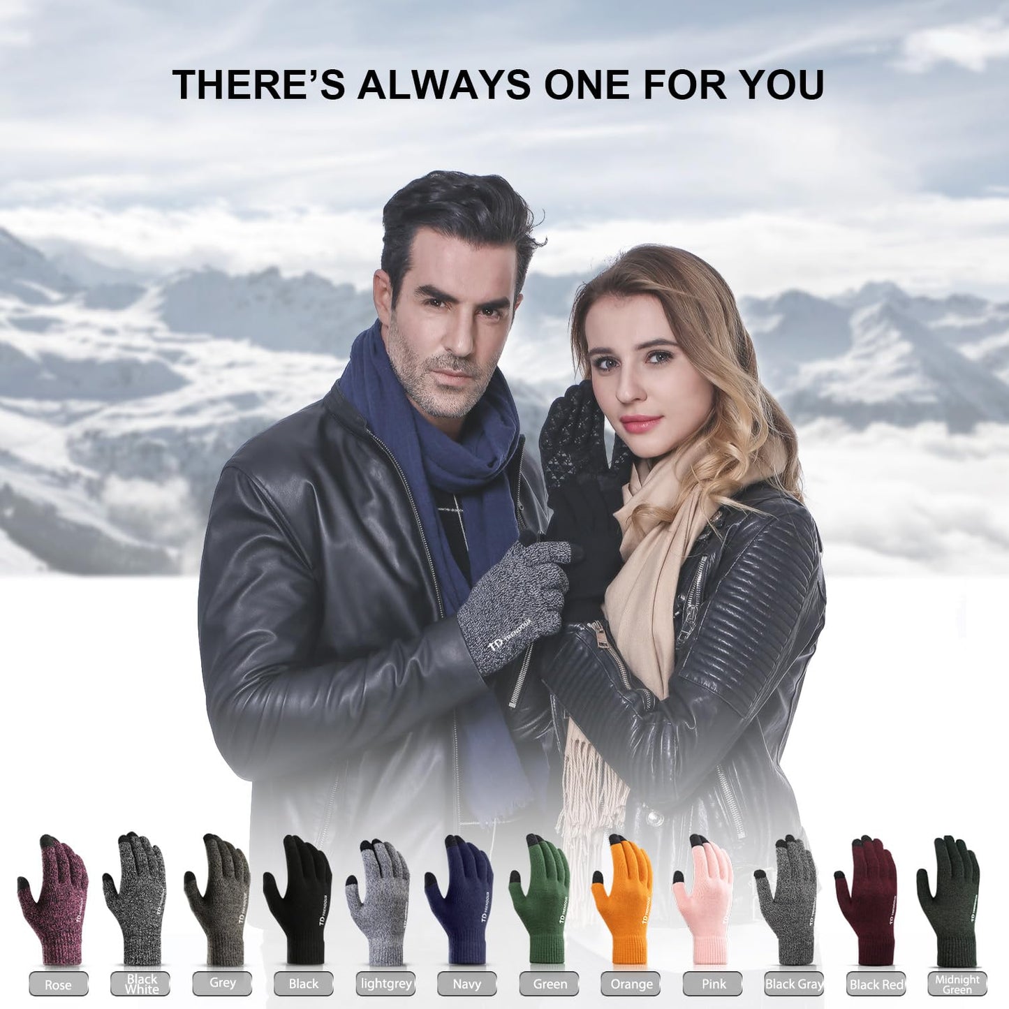 TRENDOUX Driving Gloves, Unisex Knit Winter Touchscreen Glove Men Women Texting Smartphone - Elastic Cuff - Thermal Wool Lining - Stretchy Material Black - L