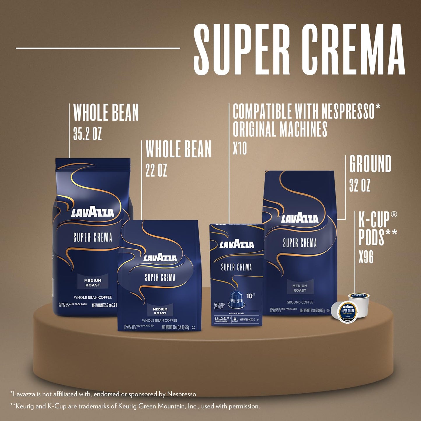 Lavazza Espresso Super Crema, Café de Grano Tostado, 1000 g