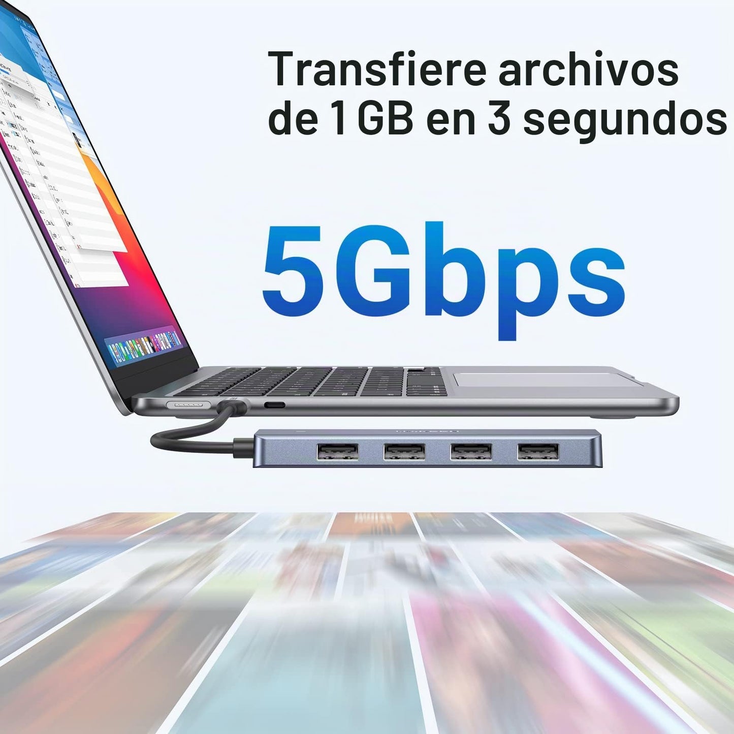 UGREEN Hub USB C a USB A con 4 USB 3.0 para laptop, MacBook Pro/Air, Mac mini M4, iMac, iPad Pro, Chromebook, Dell XPS, Galaxy S23 y más, 0.5 pies