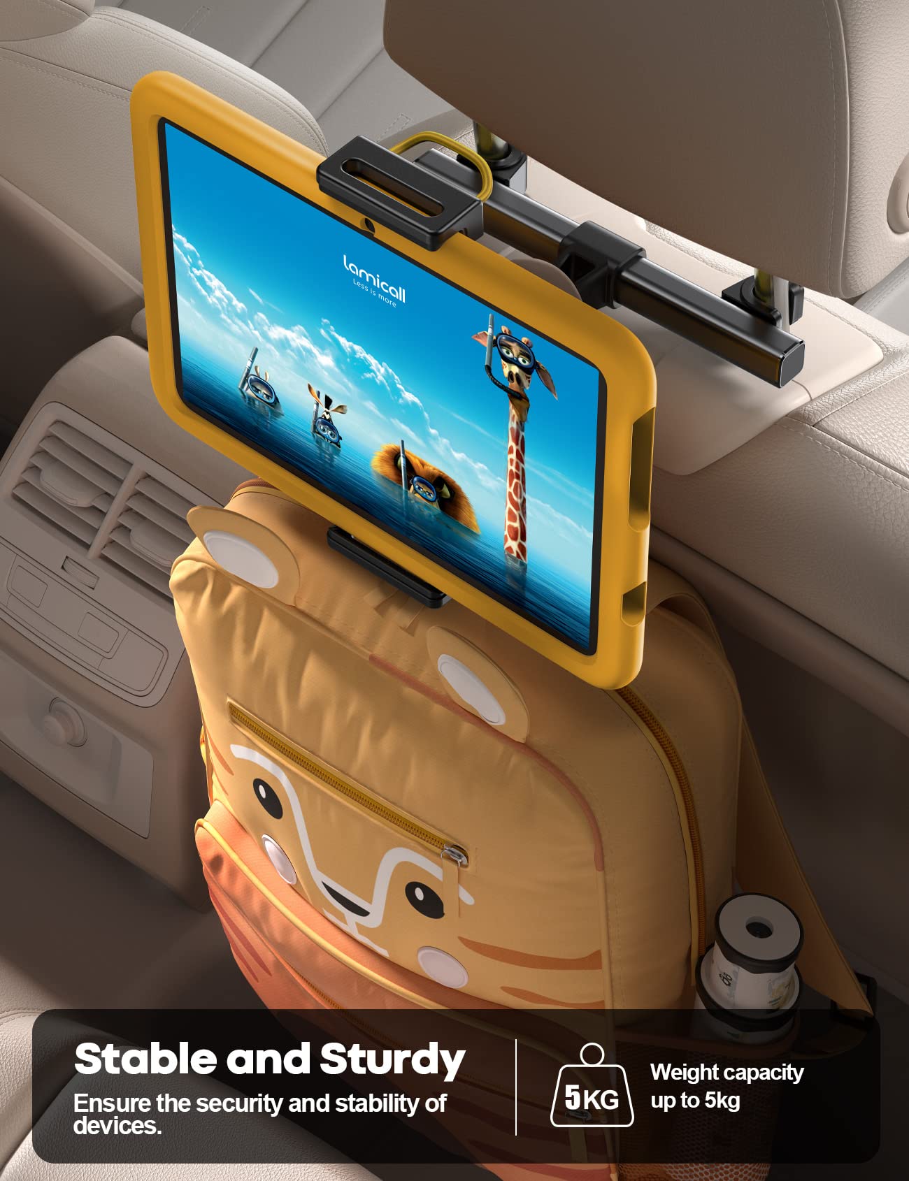 Soporte para reposacabezas de Coche para iPad, Negro