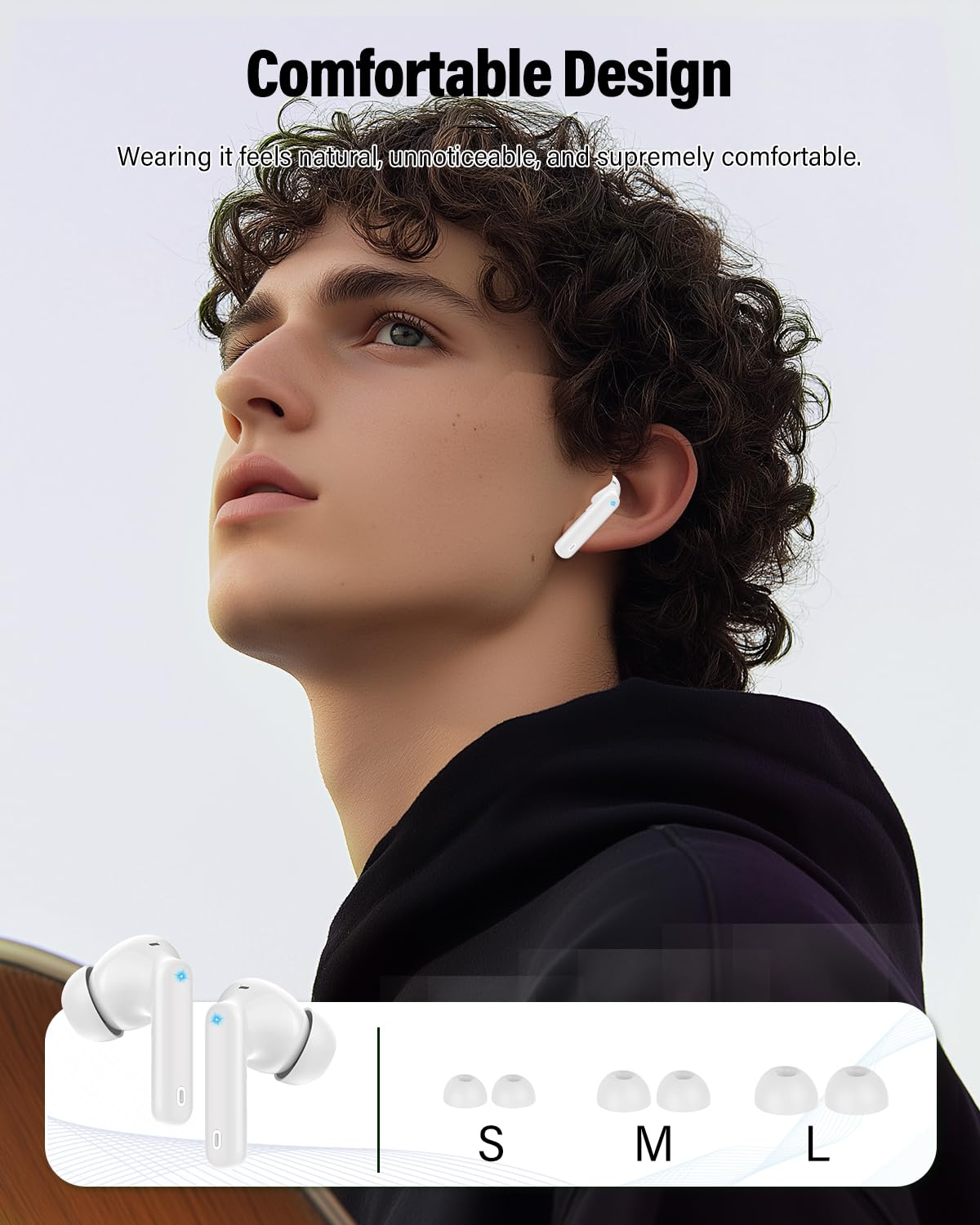 Auriculares inalámbricos, Bluetooth 5.4, estéreo de graves, auriculares con micrófono con cancelación de ruido, pantalla LED, llamadas claras, auriculares Bluetooth impermeables IP7 para laptop