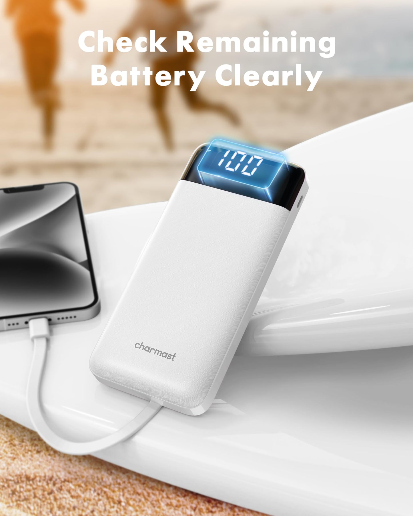 Cargador portátil con cables integrados, cargador portátil con cables delgados de 10000 mAh, paquete de batería de viaje, 6 salidas, 3 entradas, 3 A, batería de carga rápida para Samsung, Google