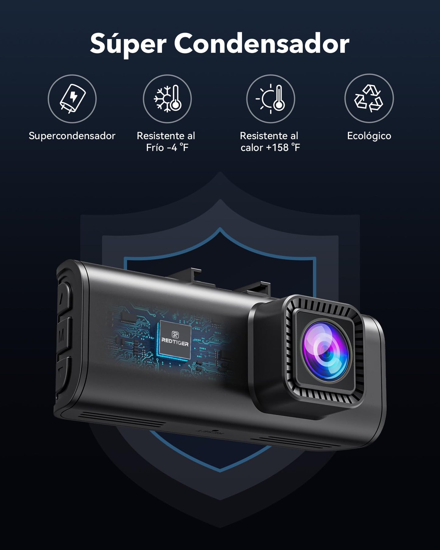 REDTIGER Dashcam 4K/2.5K Delantera y Trasera con STARVIS 2,Pantalla IPS de 3,18 Pulgadas, Tarjeta de 128 GB, WiFi de 5,8 GHz, GPS, WDR Gran Angular de 170°, Admite hasta 256 GB (F7NP)