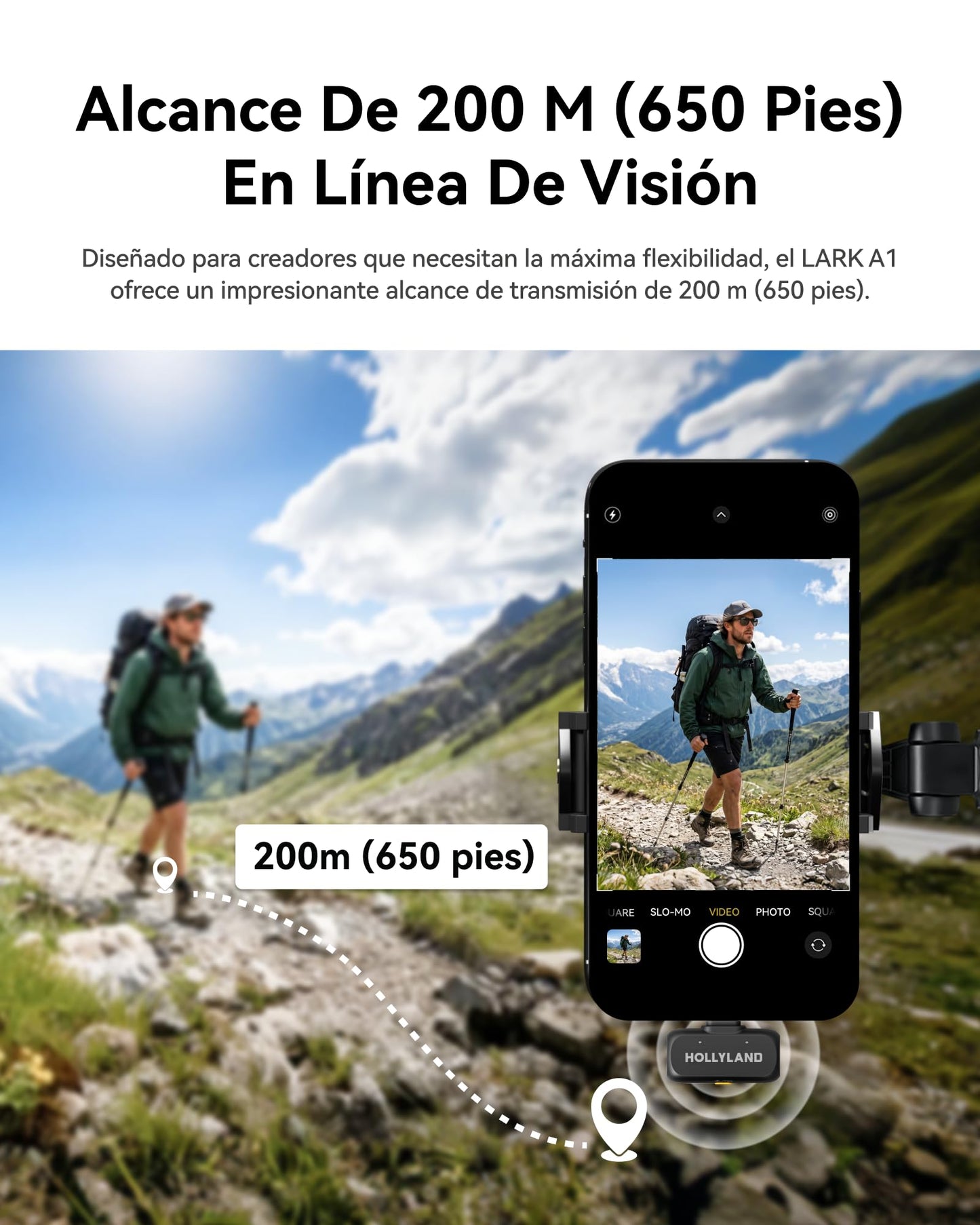 Hollyland Lark A1 Mini Duo - Mini micrófono inalámbrico para iPhone 15/16 y Android (2 TX + USB-C RX), micrófono magnético para Youtube, TikTok, podcasts y Vlogs (Negro, sin Estuche de Carga)