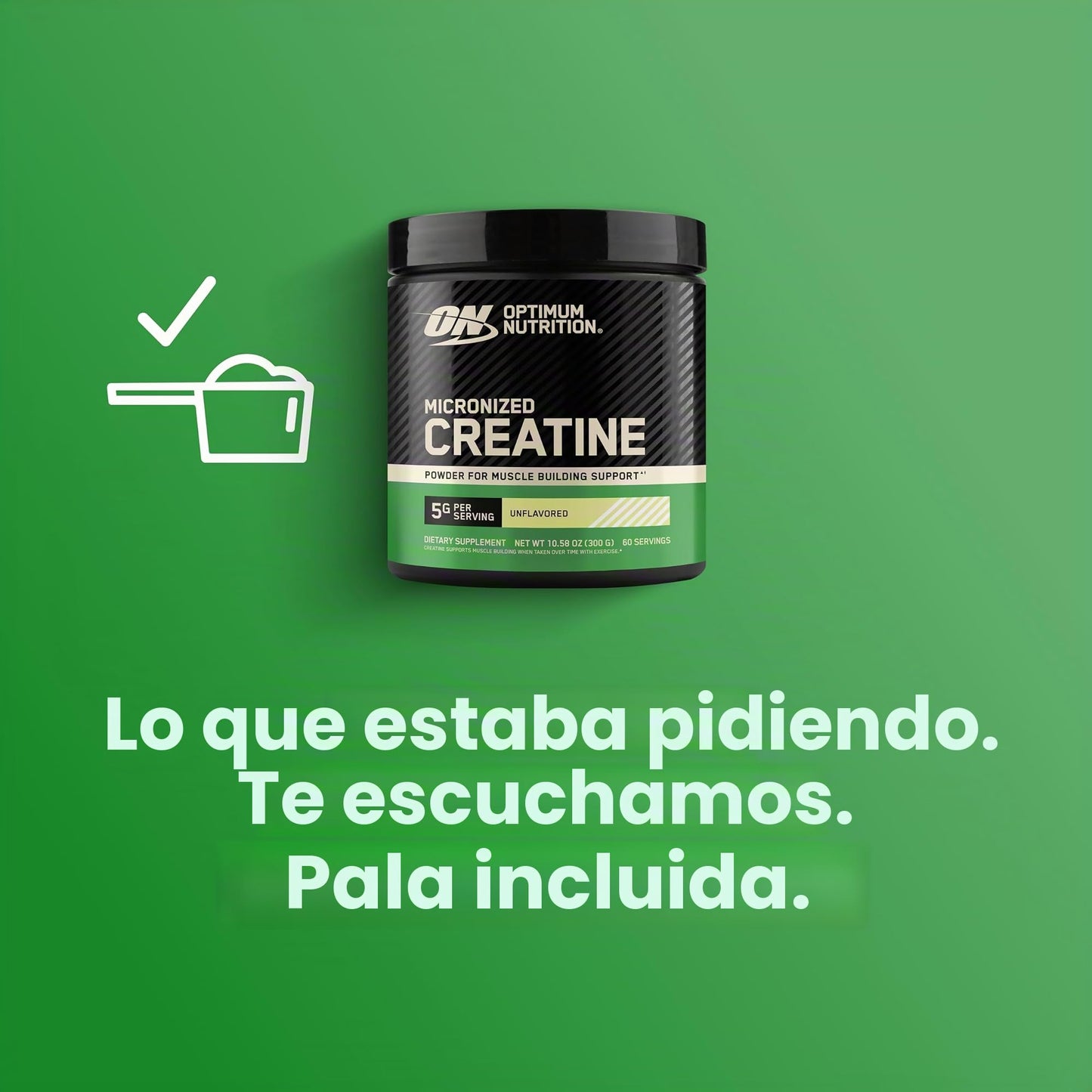 Optimum Nutrition Micronized Polvo Creatina Monohidrato sin Sabor - 317 gr