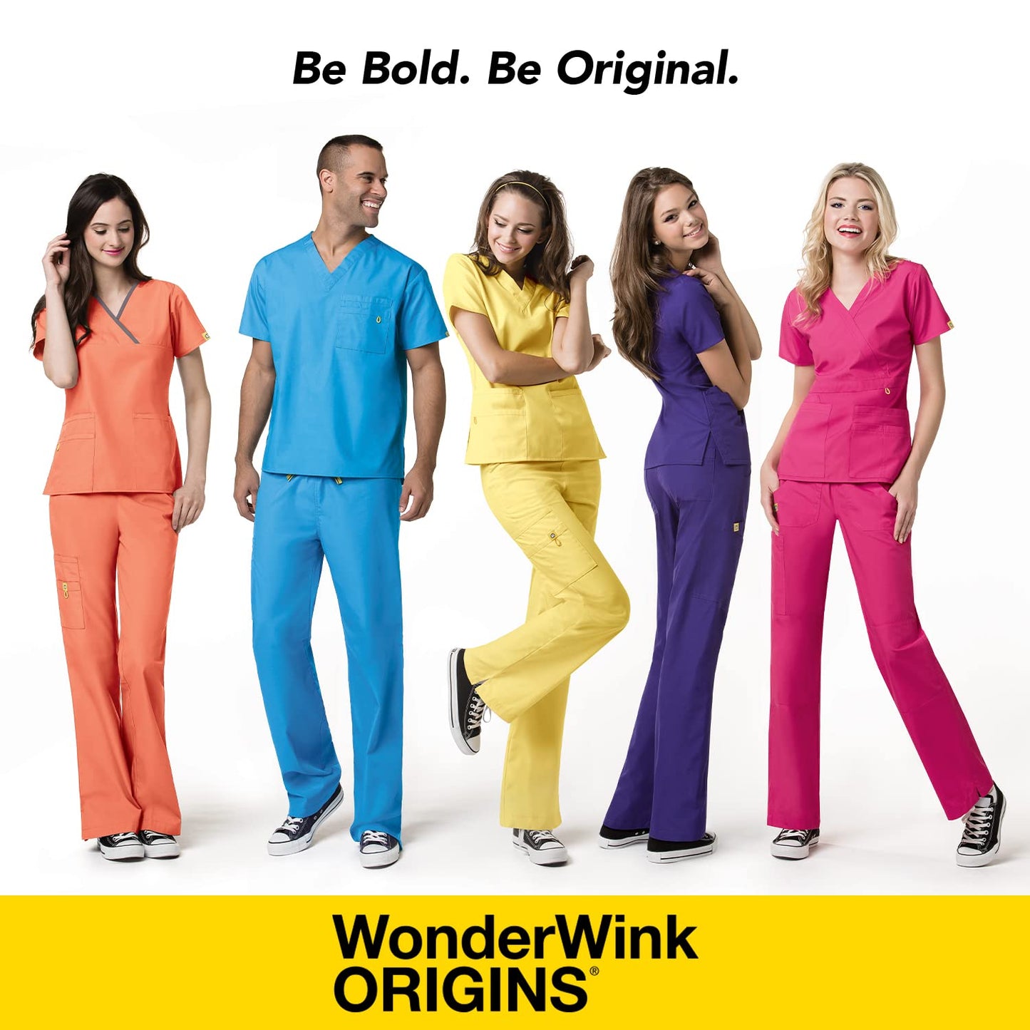 WonderWink Womens Origins Bravo V-Neck Top Medical Scrubs Shirt, Black, Medium US