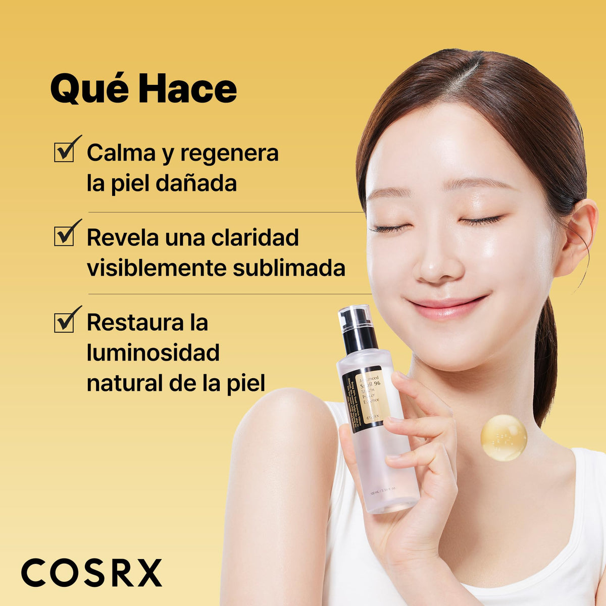 COSRX Snail Mucin 96% Power Face Serum 3.38 fl oz 100ml, Serum Hidratante para el Rostro, Cuidado Personal, Piel Brillante bajo el Maquillaje, Cuidado de la Piel Coreano, Belleza Coreana
