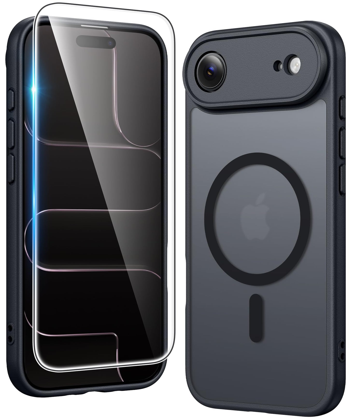 FNTCASE Funda transparente para teléfono 17 Pro-Max: fundas magnéticas transparentes con protector de pantalla, delgada, antiamarilleamiento, protección contra caídas, resistente a los golpes, funda