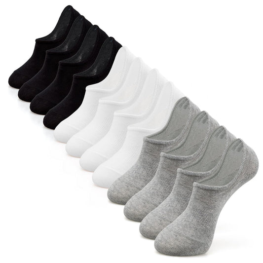 IDEGG Calcetines invisibles para mujeres y hombres, de corte bajo, atléticos, para correr, informales, invisibles, A_6 pares (2 negros, 2 grises, 2 blancos), Small
