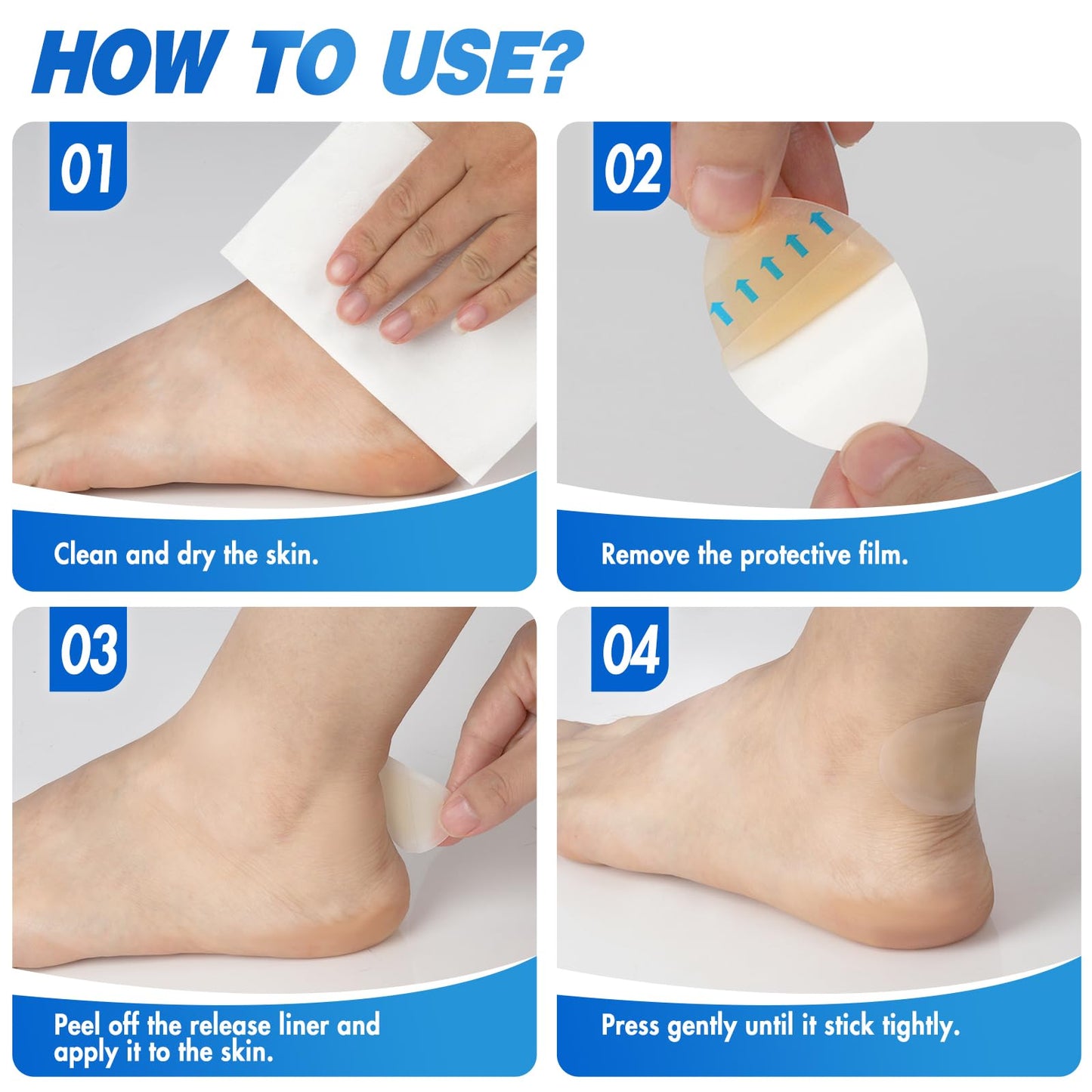 Arme Vendas hidrocoloides, 50 vendas de gel para ampollas para pies, almohadillas impermeables para ampollas para prevención y recuperación, vendas contra ampollas para protección del talón, pies y