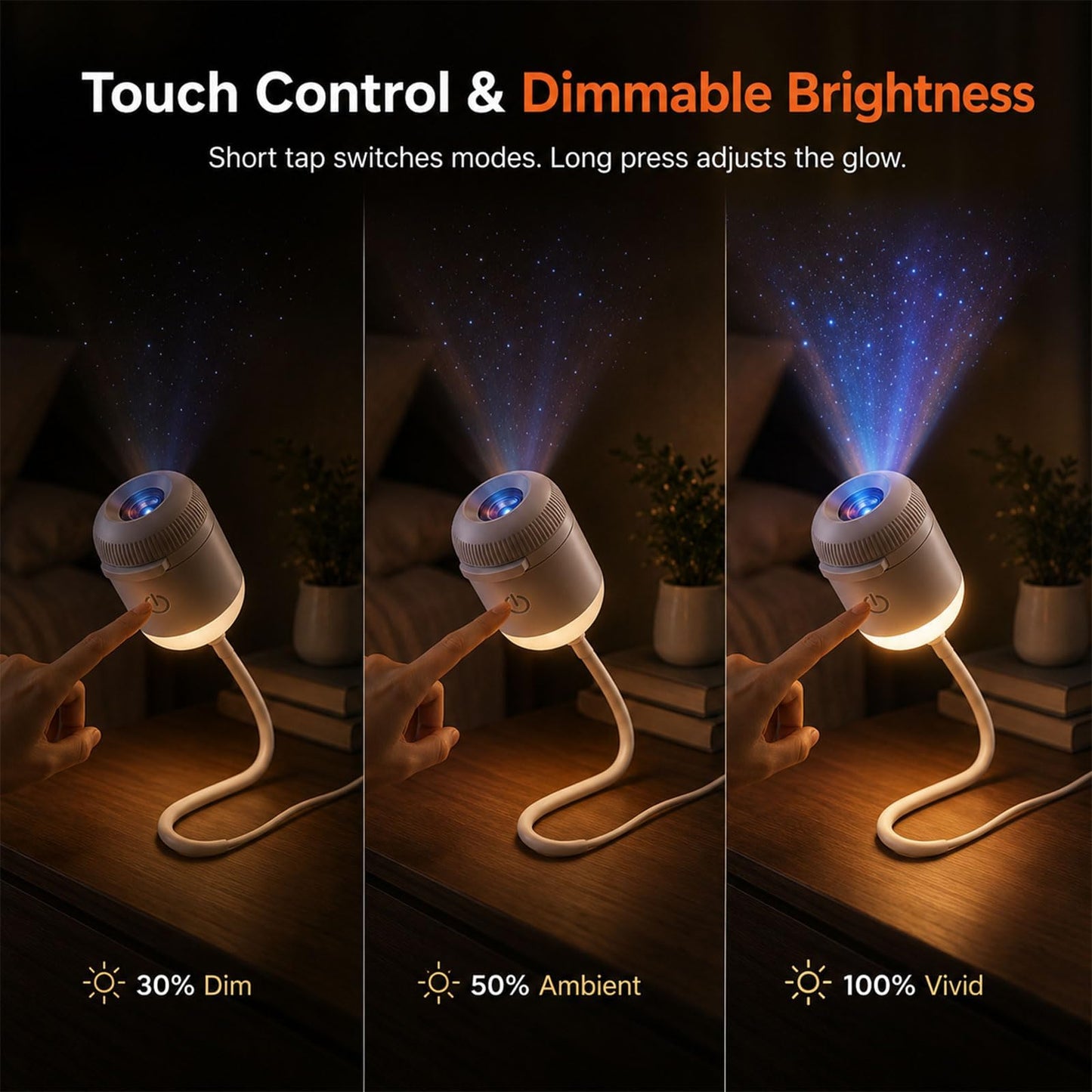 Proyector de luz nocturna holográfica 5D inteligente HD mejorado 2026 con 24 películas, proyector de estrellas HD Plug and Play, proyector Galaxy Star 2 en 1, rotación de 360 grados, alimentado por