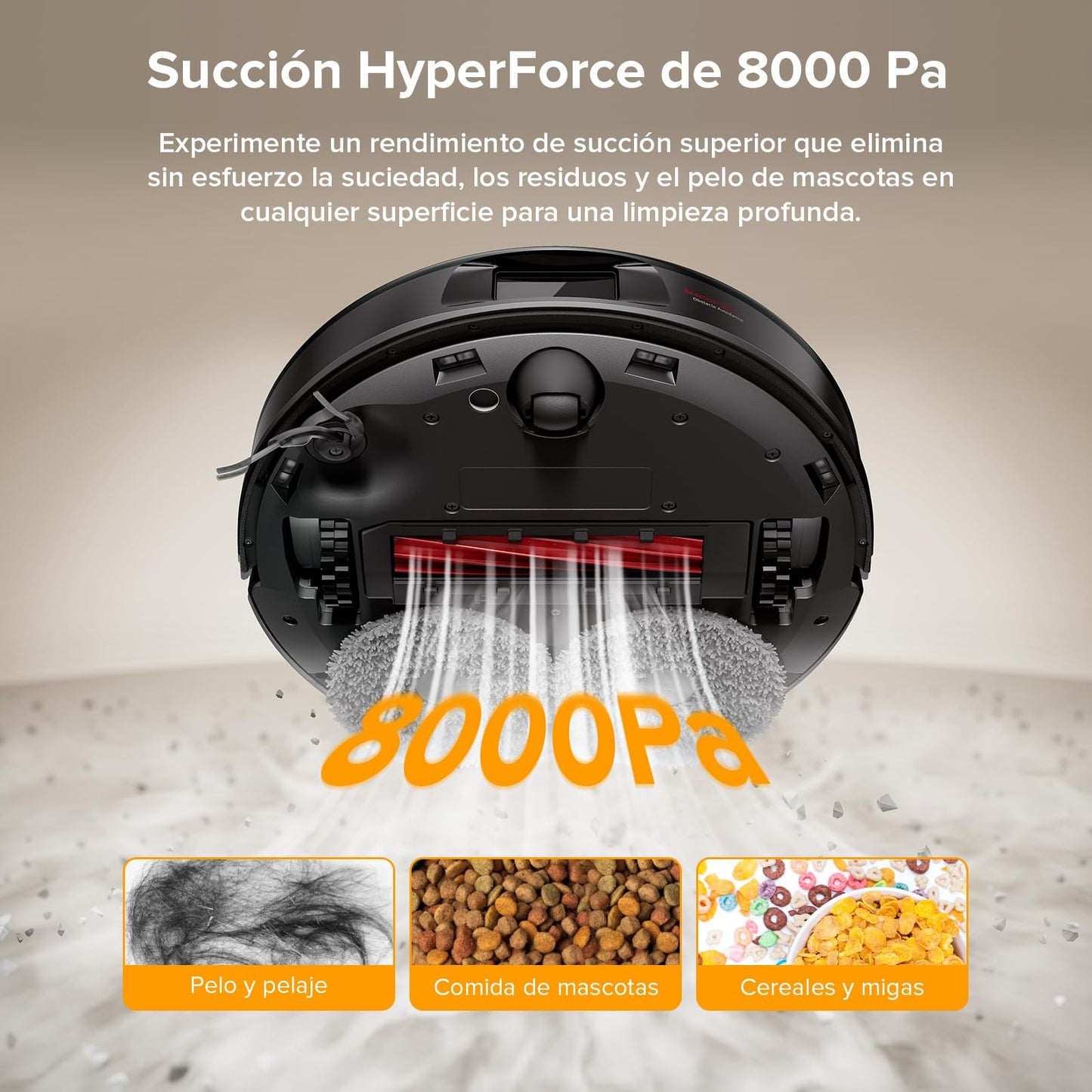 roborock Robot Aspirador QV 35A, 8000Pa de succión, Dos mopas giratorias elevables, cepillos antienredos, tecnología reactiva para Evitar obstáculos, navegación y mapeo,Negro