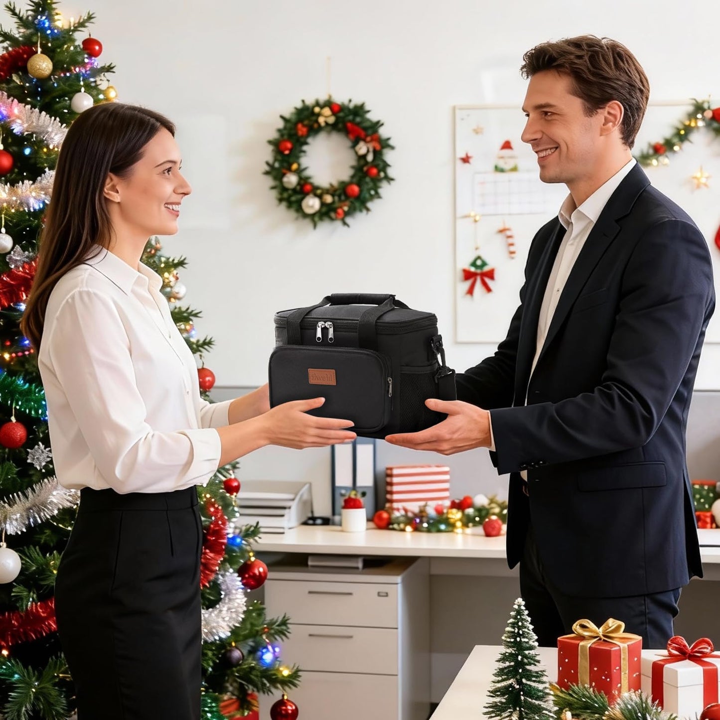 Lifewit Bolsa Termica Porta Alimentos 9L(12 Latas), Bolso Comida Trabajo Hombre y Mujer, Lunch Bag para Lonchera, Medio Bolsas Nevera Portatil para Playa, Viaje, Work, Negro