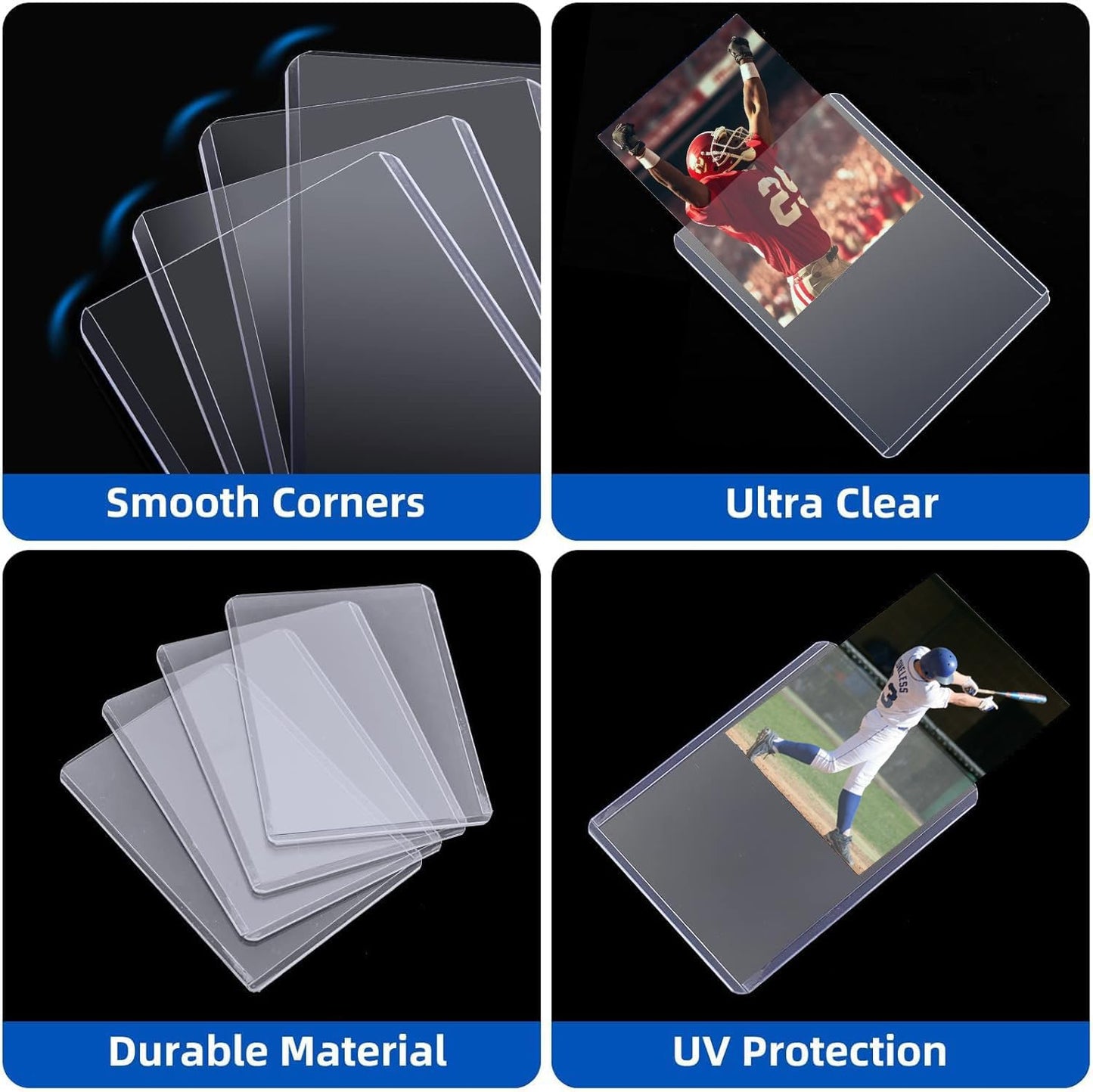 Arjiekwei - 400 fundas para tarjetas, protectores de tarjetas de béisbol de 3 x 4 pulgadas, plástico duro, soporte superior de alta calidad para intercambiar tarjetas de juego de fútbol (200