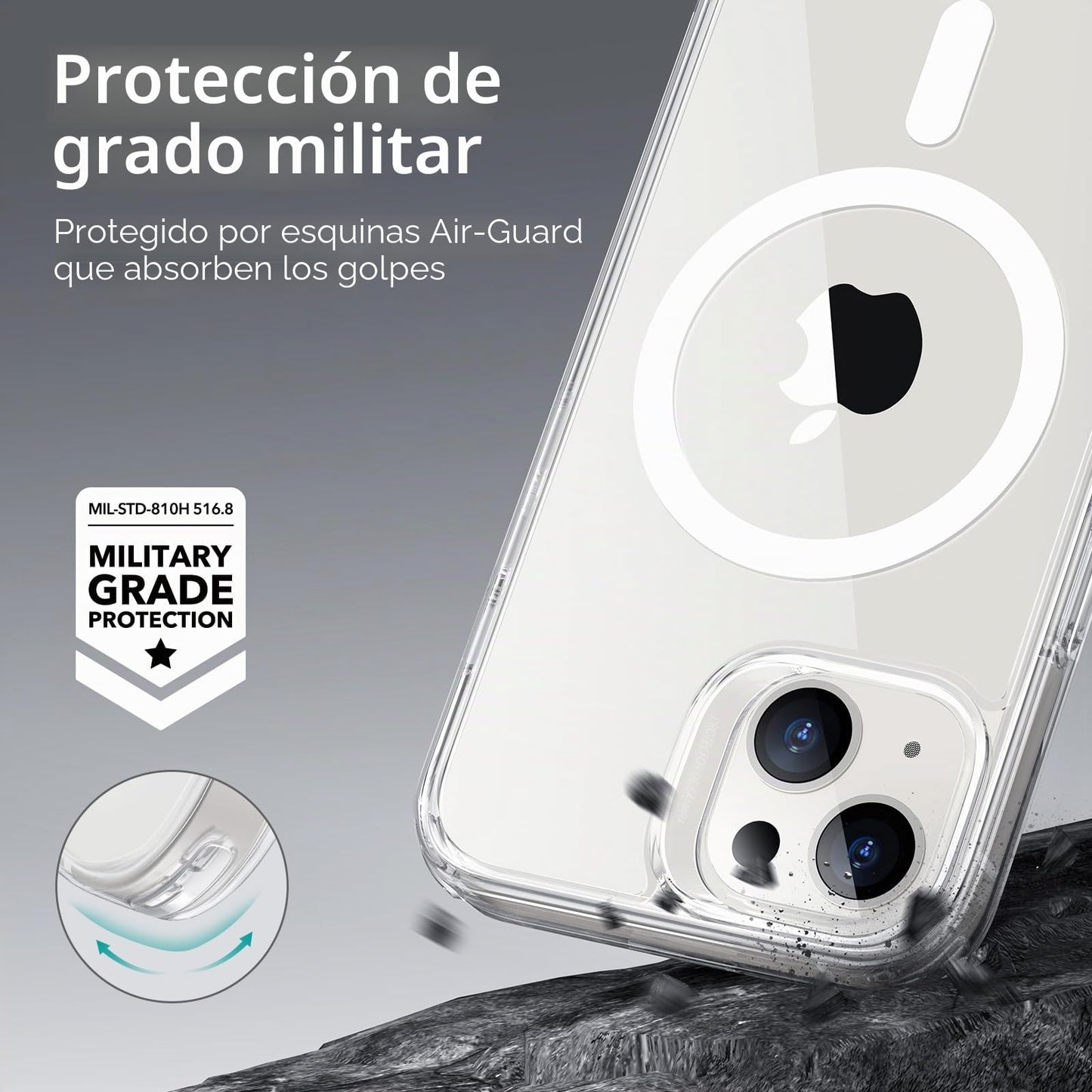 ESR Funda para iPhone 14/iPhone13, Compatible MagSafe, Protección Grado Militar a Prueba Golpes, Funda Magnética para iPhone 14/iPhone13, Funda Híbrida Classic (HaloLock), Transparente