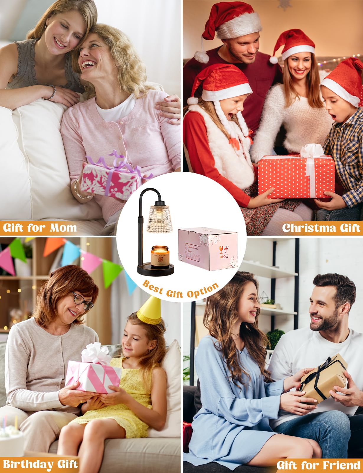 Innqoo Lámpara calentadora de velas con temporizador, calentador de velas regulable para velas en tarro, calentador de cera ajustable en altura, regalos de cumpleaños para mujeres y madres, regalos de