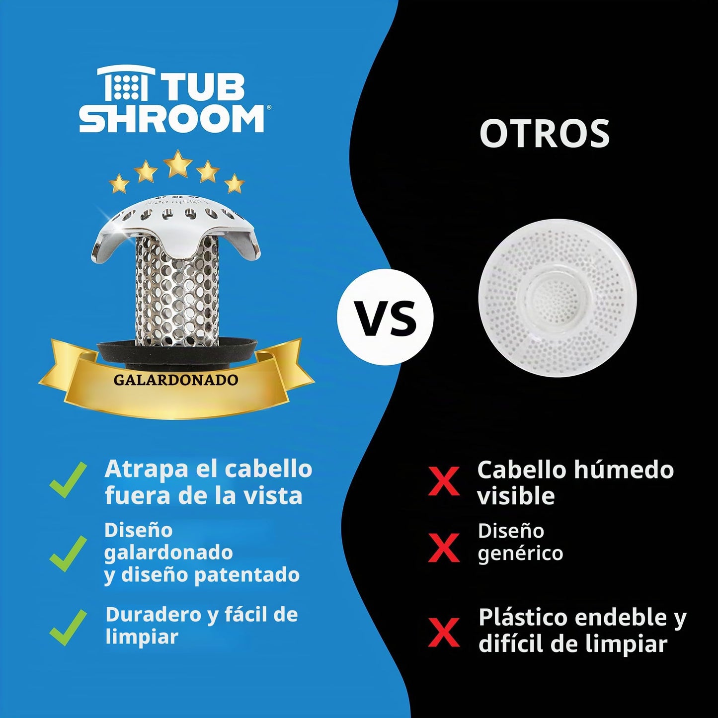 Filtro recogepelos TubShroom Ultra para desagüe de bañera
