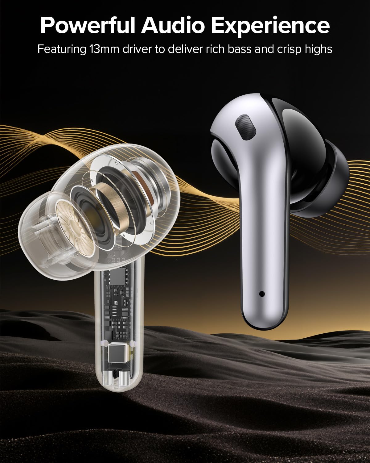 Auriculares inalámbricos Verdaderos de LED Power Display Aurfones con Estuche de Carga inalámbrica IPX5 Implaz