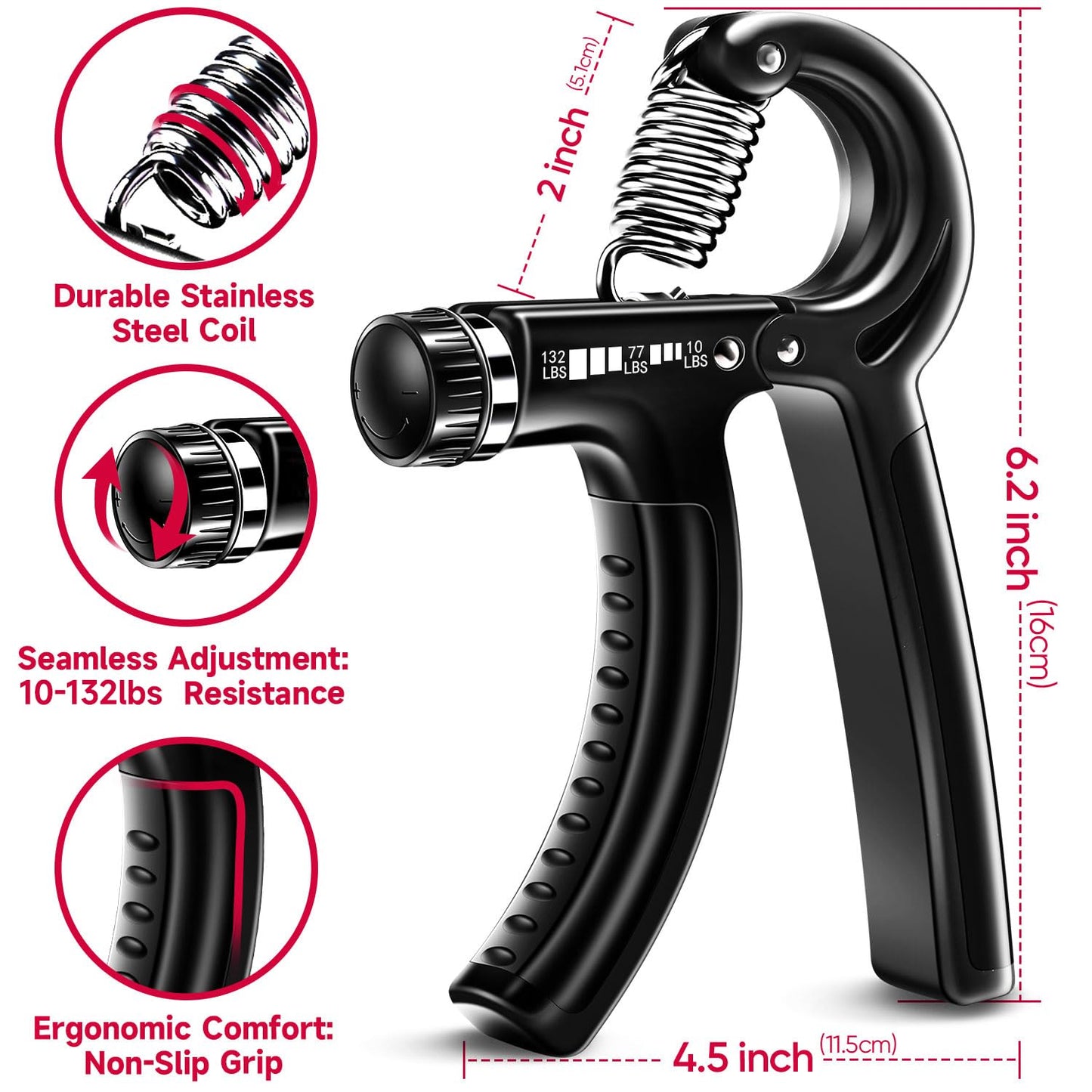 Kit de refuerzo de agarre de mano (5 unidades) FitBeast agarre de antebrazo ajustable resistencia agarre de mano
