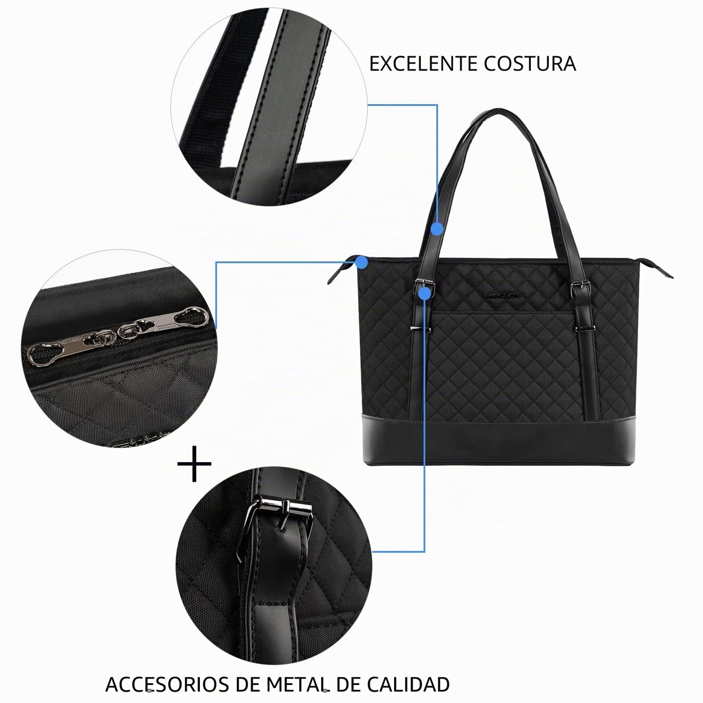 KROSER Bolsa de mano para portátil de 15.6 pulgadas con puerto USB, bolsa de trabajo grande, bolsa de hombro para computadora para mujer, funda de transporte para laptop (acolchado)