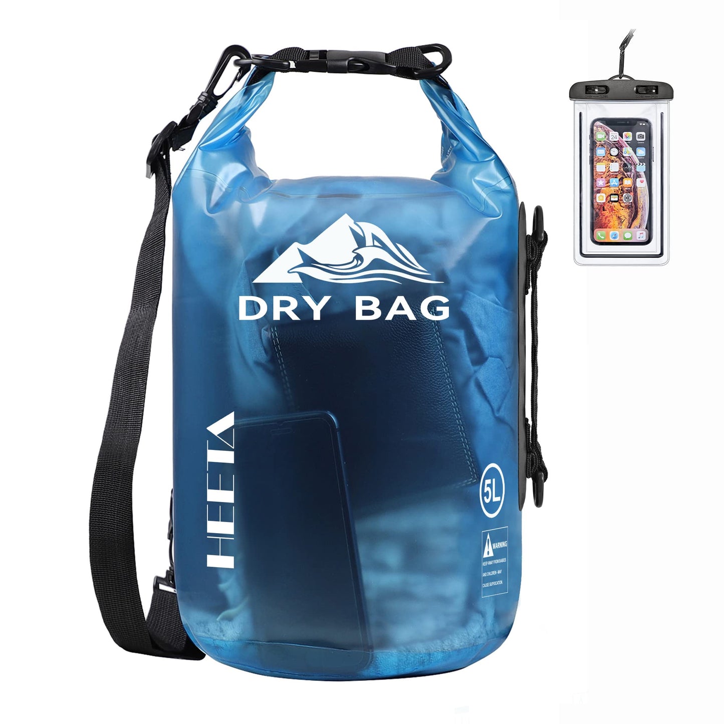 HEETA Bolsa Seca Impermeable para Mujeres y Hombres, Blue, L, Mochila, Viaje