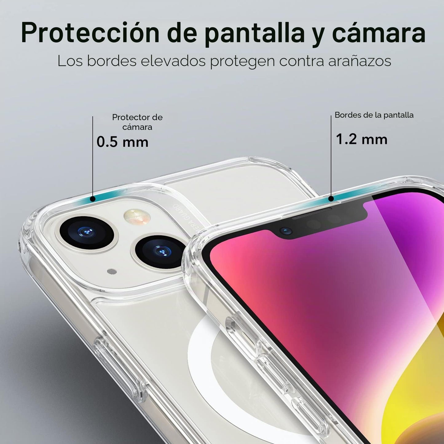ESR Funda para iPhone 14/iPhone13, Compatible MagSafe, Protección Grado Militar a Prueba Golpes, Funda Magnética para iPhone 14/iPhone13, Funda Híbrida Classic (HaloLock), Transparente