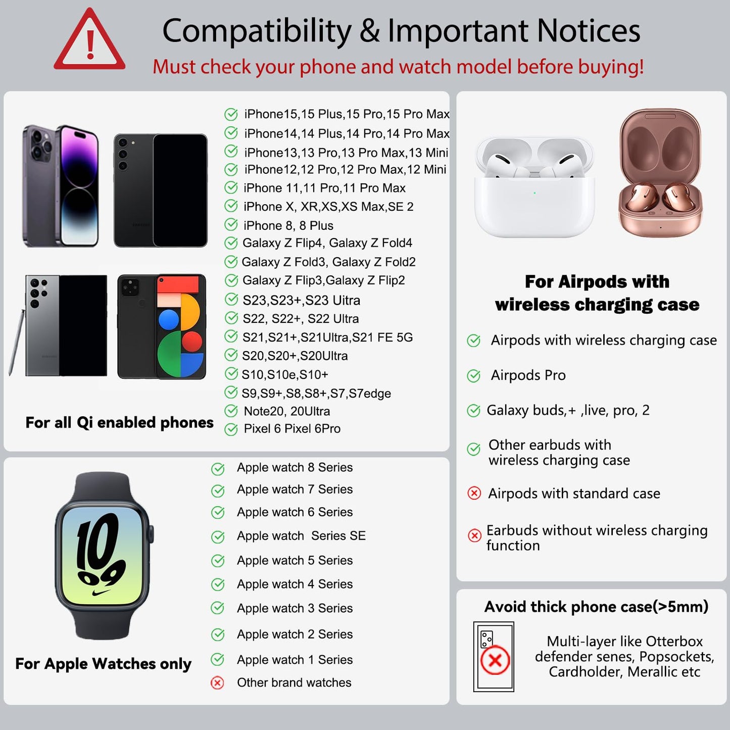 Cargador inalámbrico con Reloj Digital para Apple Estación de Carga para i Phone 15 16 14 13 Pro MAX, estación de Carga i Watch y iPhone, estación de Carga inductiva para iWatch 8 7 SE 6 Airp ods Pro