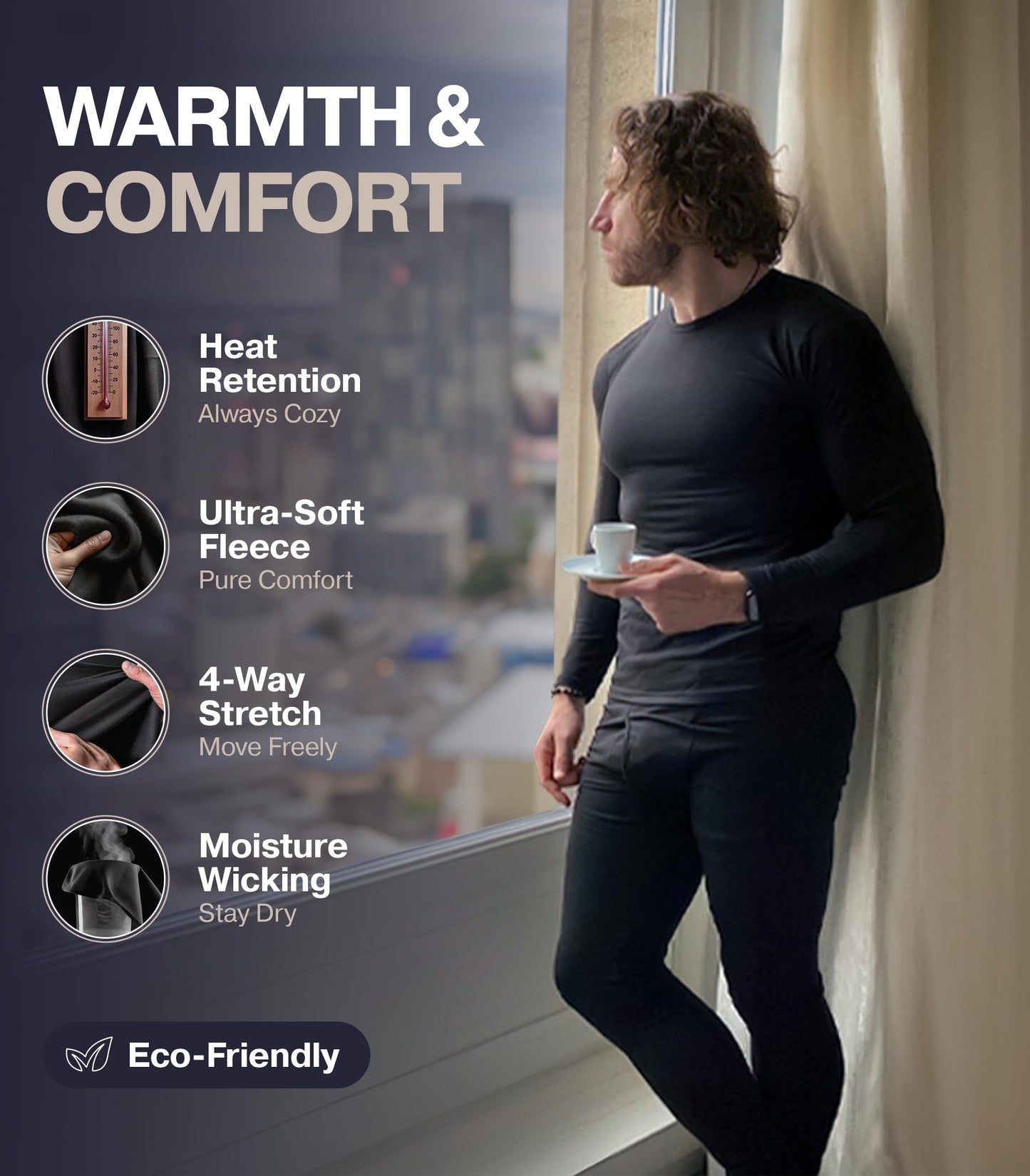 Moet Fashion Hombres Ropa Interior térmica Suave con Negro Grande del paño Grueso y Suave