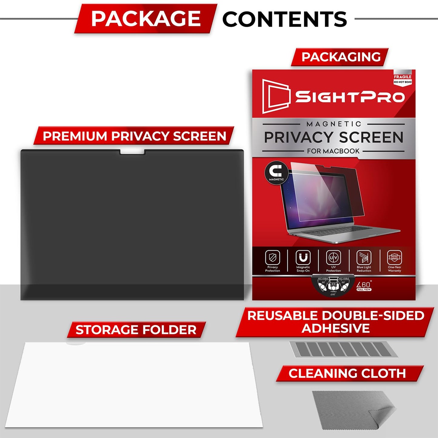 SightPro Pantalla magnética de privacidad para MacBook Air de 13 y 13.6 pulgadas (2022-2026, M2-M5), protector y filtro de privacidad extraíble patentado para laptop