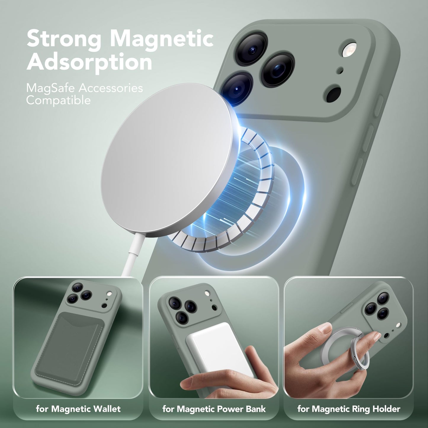 SuydanBox Funda magnética para Phone Pro Max, compatible con MagSafe, protección completa de la cámara, protector de pantalla, funda protectora de silicona a prueba de golpes para teléfono Pro Max de