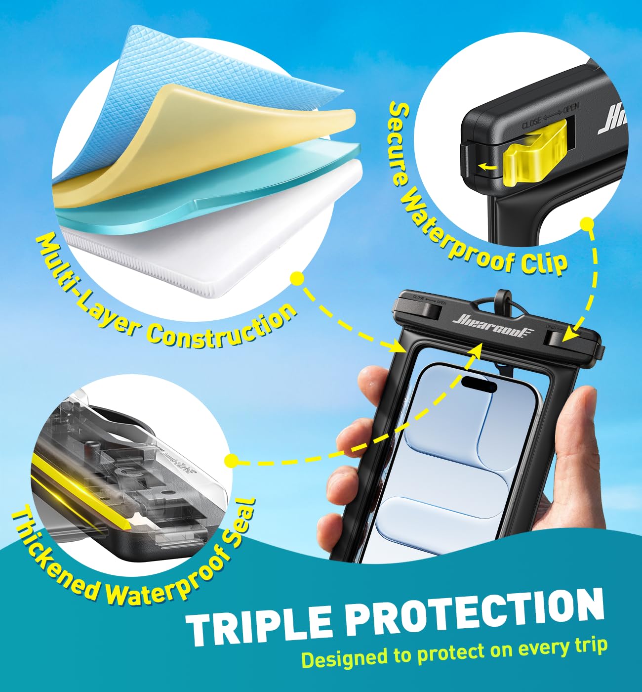 Ansot IPX8 - Funda Impermeable Universal para iPhone X/8/8plus/7/7plus/6S/6/6S Plus Samsung Galaxy S8/S7, Google Pixel 2, HTC, LG, Sony, Moto de hasta 7,0 Pulgadas, 2 Unidades