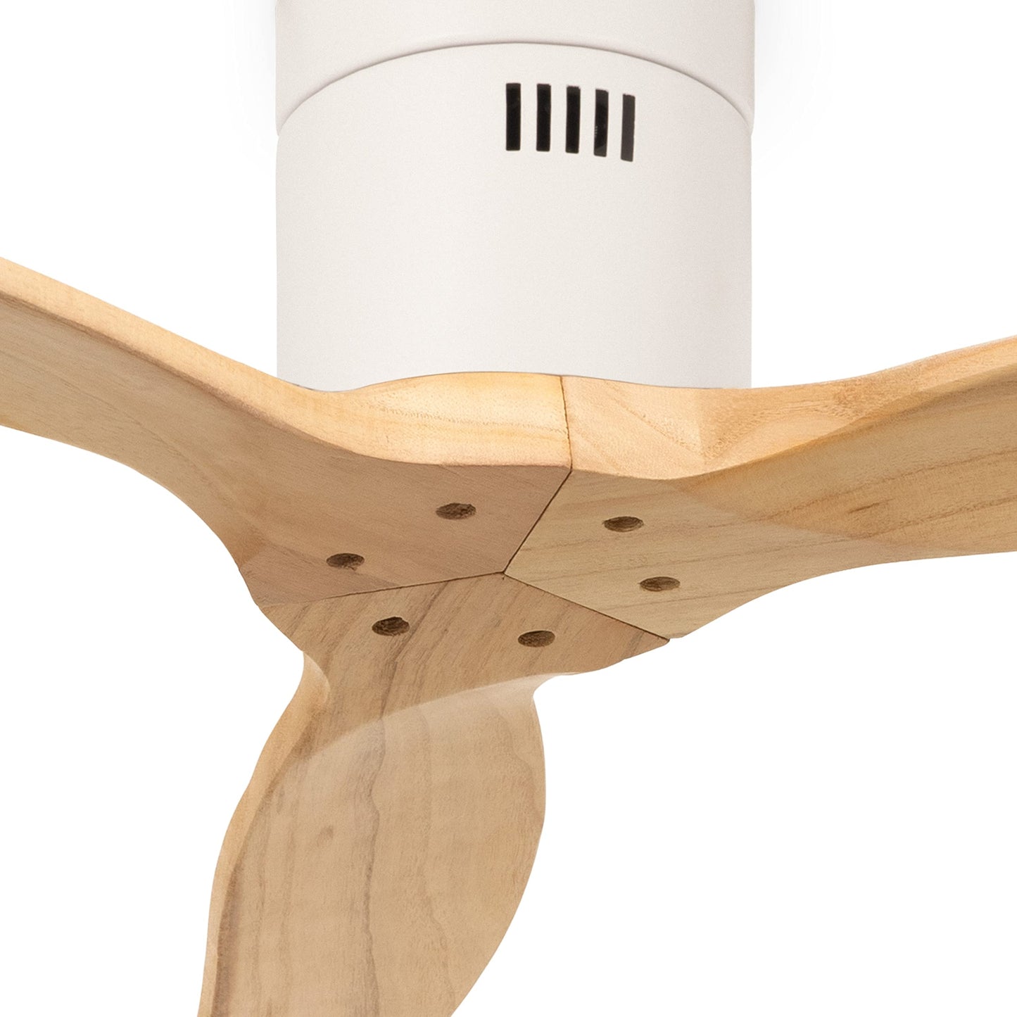 CREATE/WINDCALM/Ventilador de techo ABS blanco aspas efecto madera clara con Wifi y mando / 40W, Silencioso, Ø132 cm, 6 velocidades, temporizador, función verano-invierno