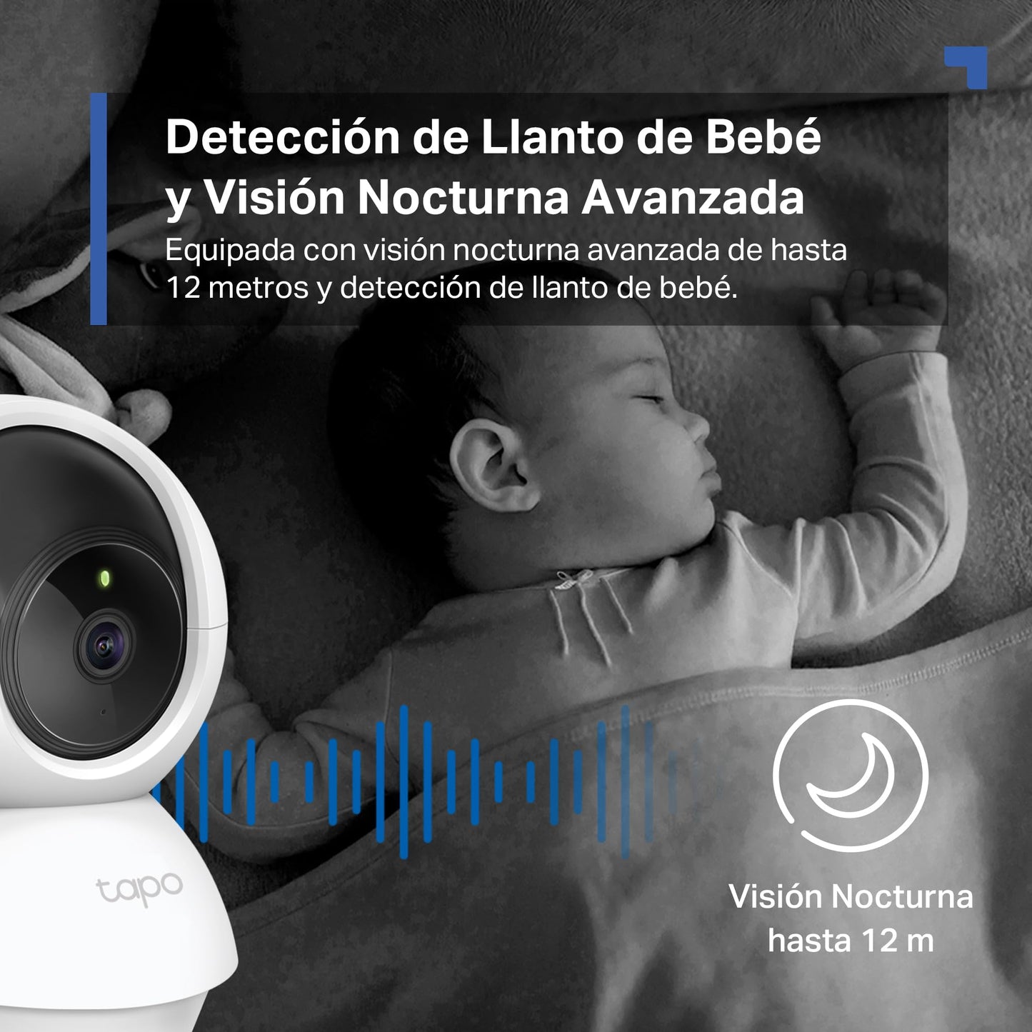 Tapo C200C – Cámara IP Wi-Fi 360°, FHD 1080p, Visión Nocturna, Detección de Movimiento, Admite Tarjeta SD, Compatible con Alexa, Cable de 1,5 m, sin Soporte de Montaje