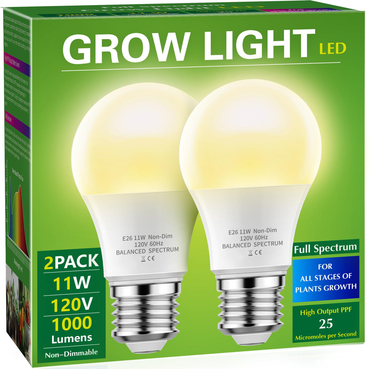 Briignite Crescere lampadine, LED Grow Bulb A19 Bulb, Full Spectrum G