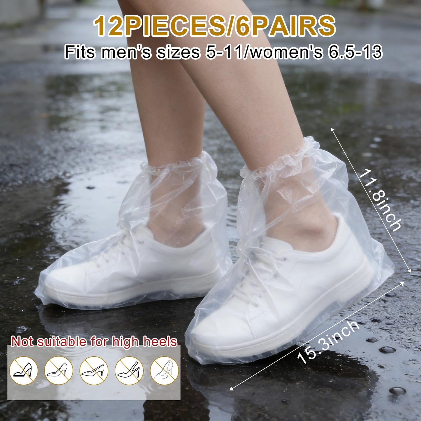 12 fundas impermeables para zapatos de lluvia, fundas antideslizantes desechables para zapatos de lluvia, ponchos de plástico para zapatos, fundas de botas de material de polietileno grueso para
