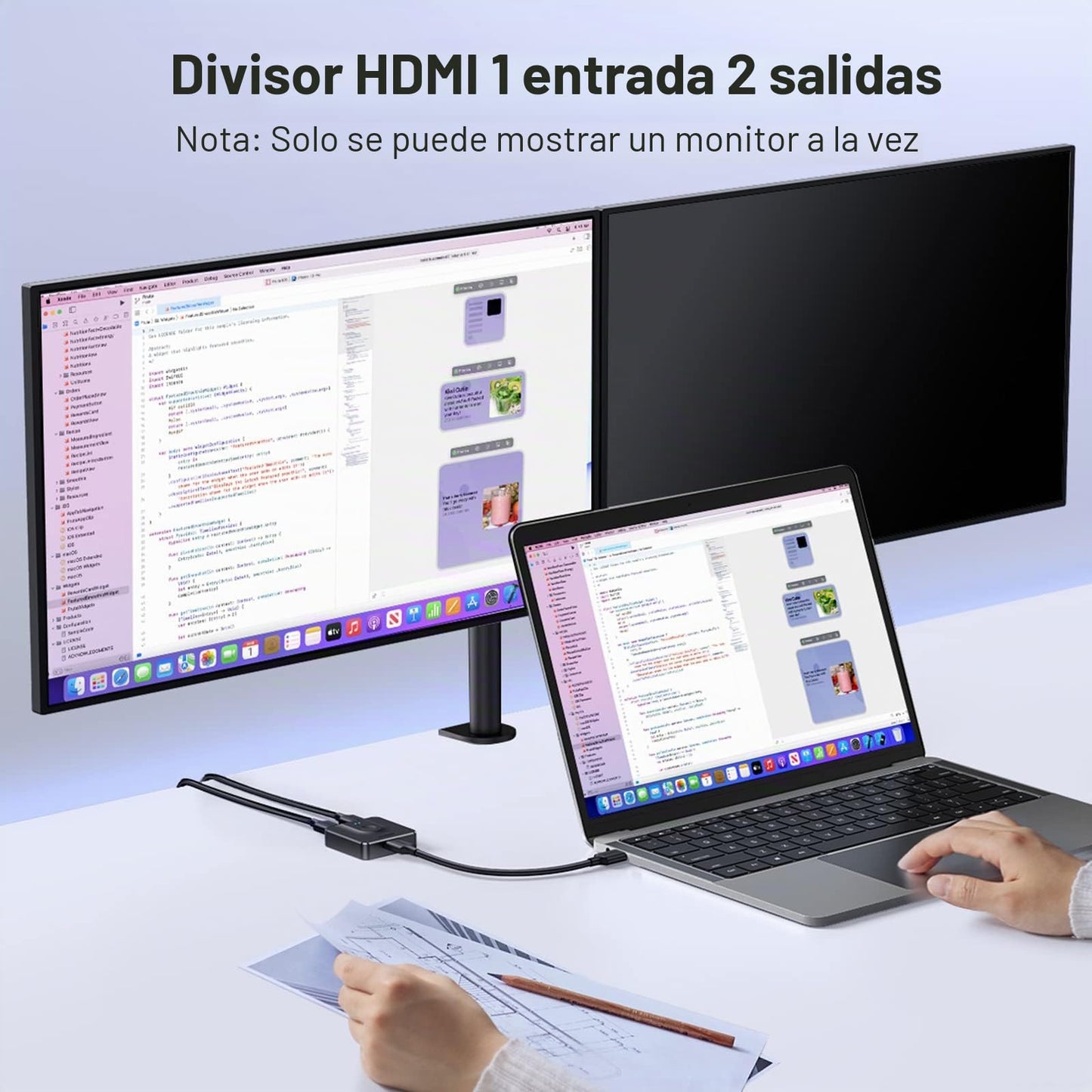 UGREEN HDMI Switch Bidireccional 2 Entradas a 1 Salida o 1 Entrada a 2 Salidas, Conmutador 4K 3D, Splitter para HDTV, PC, PS4, Xbox, BLU-Ray, TV Box, DVR, Pantalla del Proyector